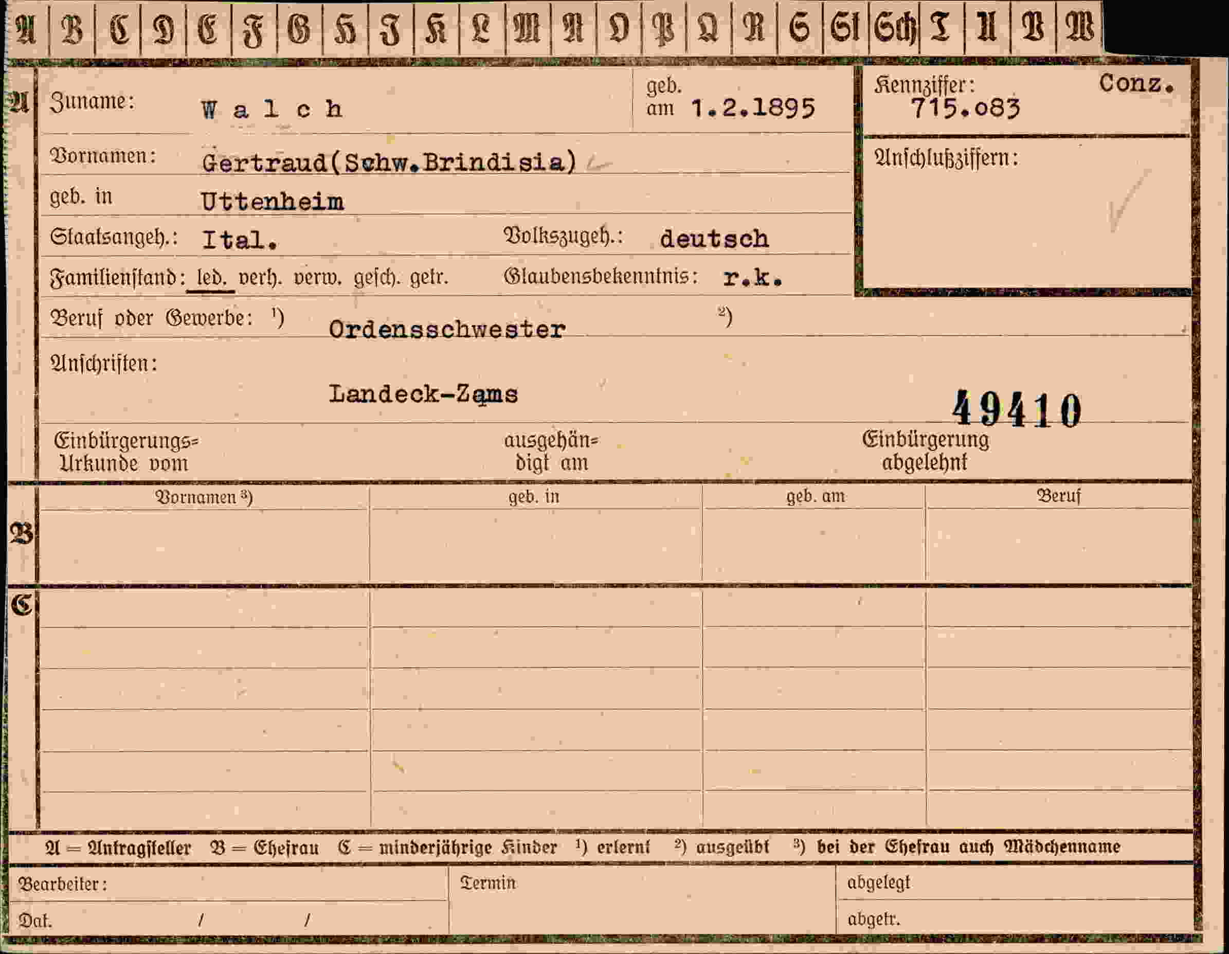 Vorderseite des Dokuments