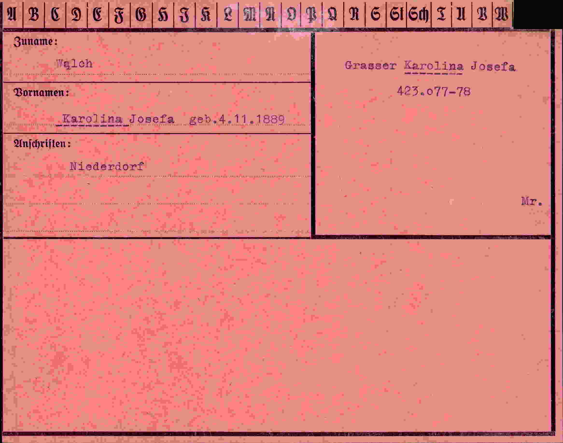 Dokument für Karolina Josefa Walch
