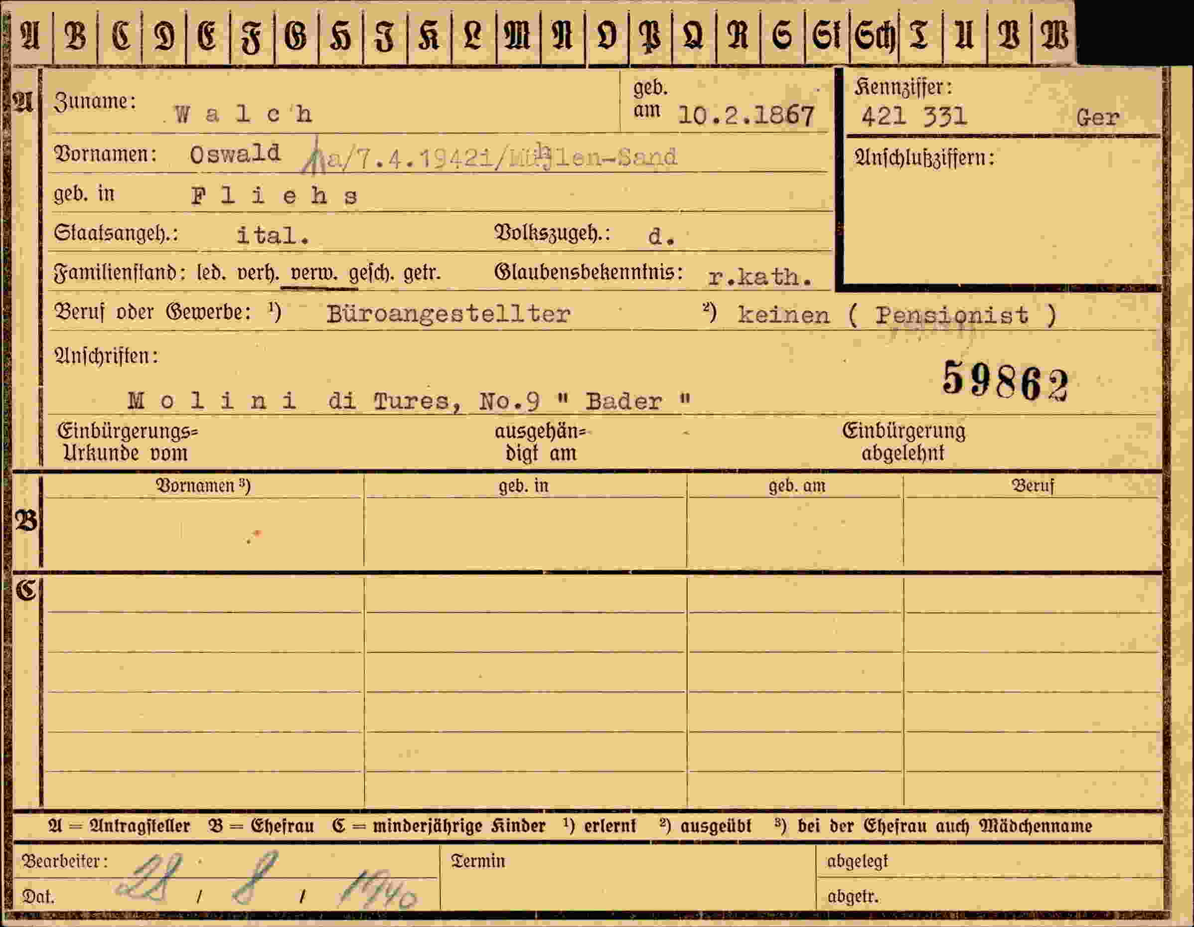 Dokument für Oswald Walch