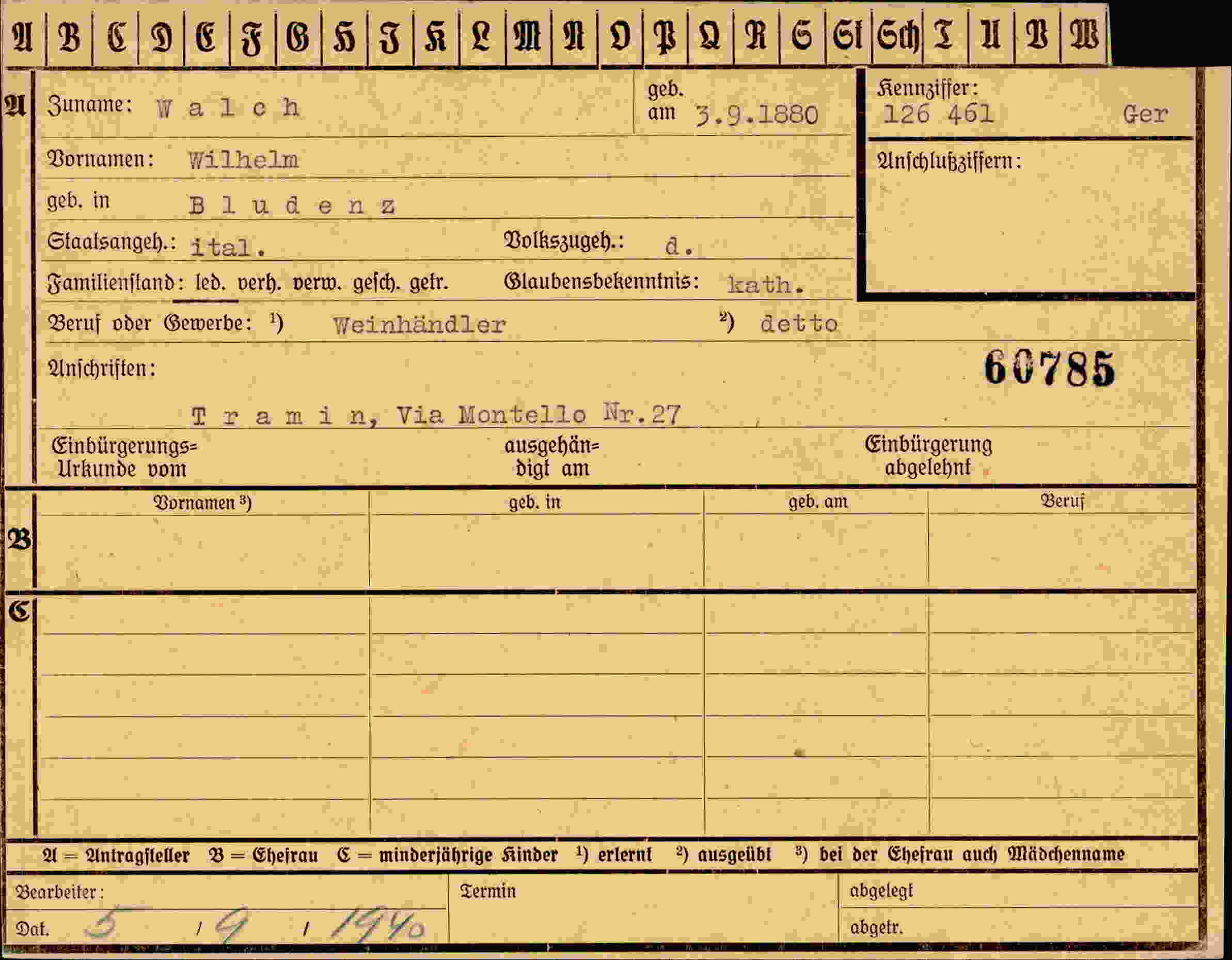 Dokument für Wilhelm Walch