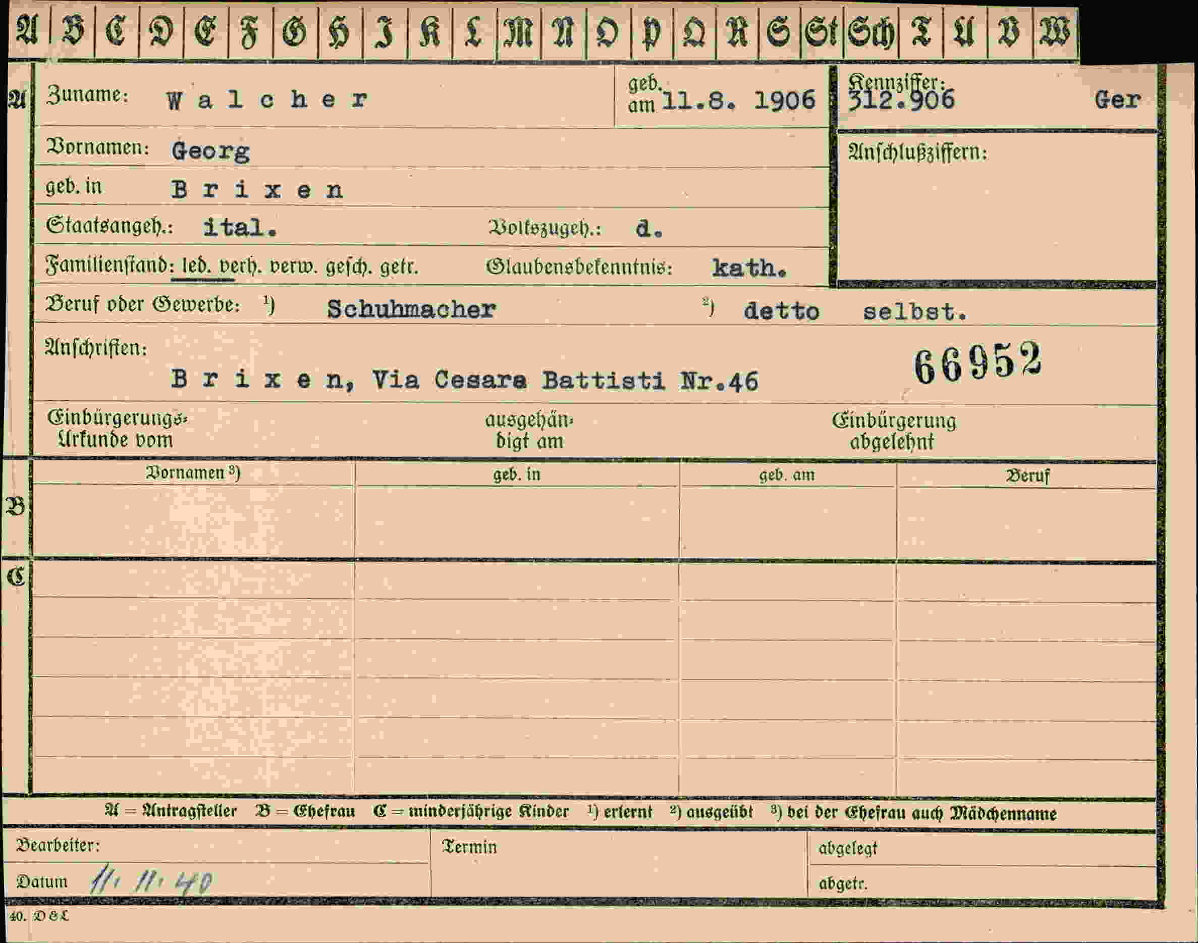 Dokument für Georg Walcher