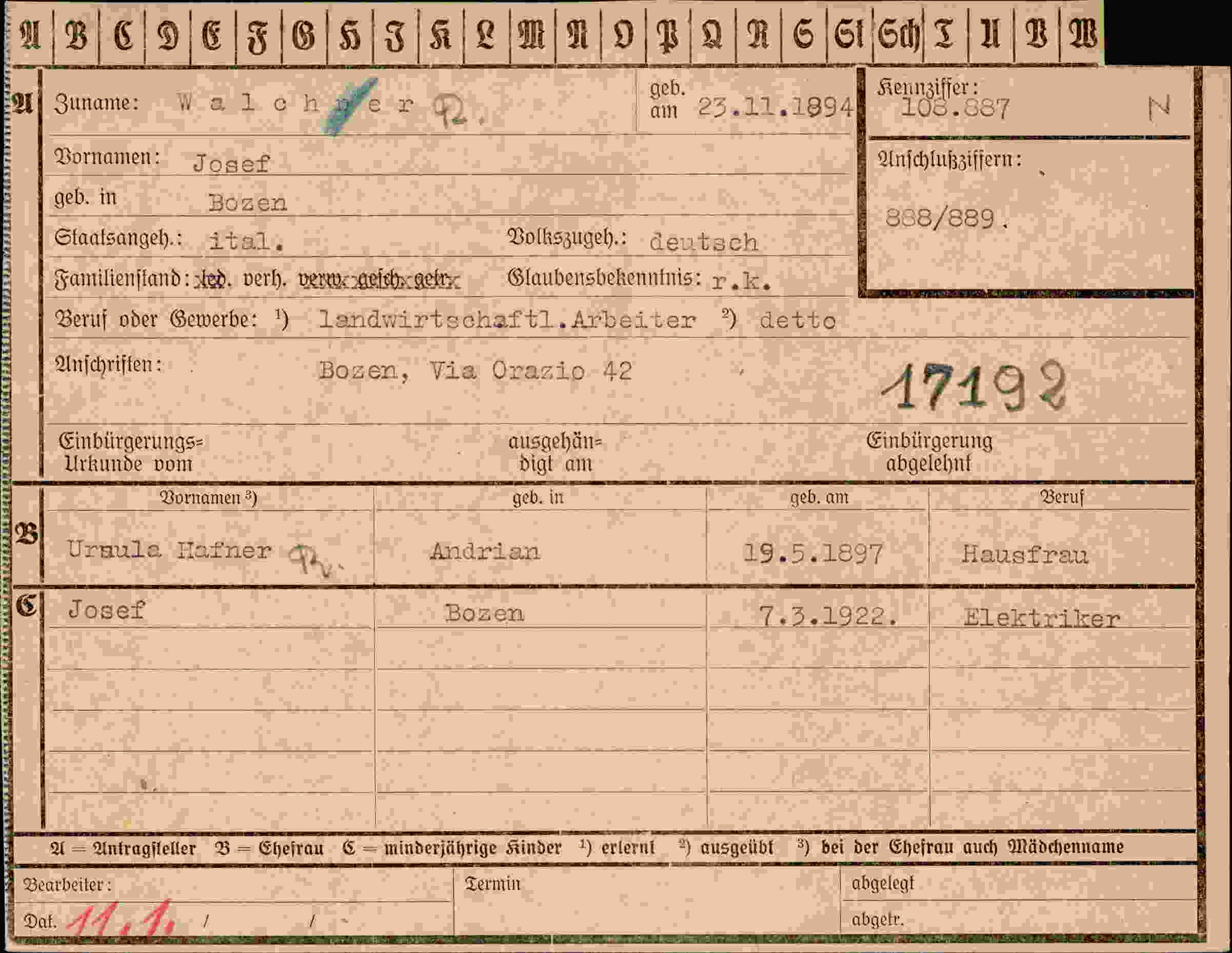 Dokument für Josef Walchner