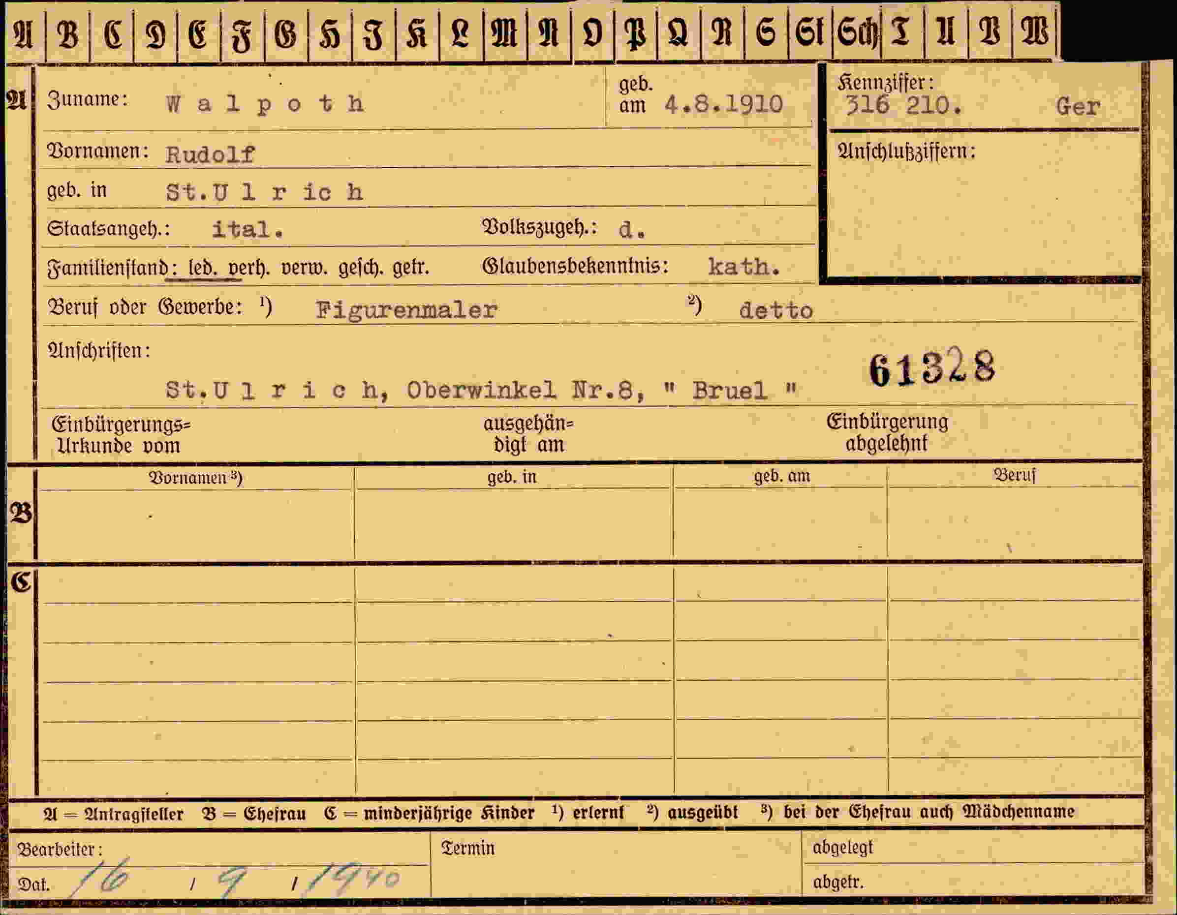 Dokument für Rudolf Walpoth