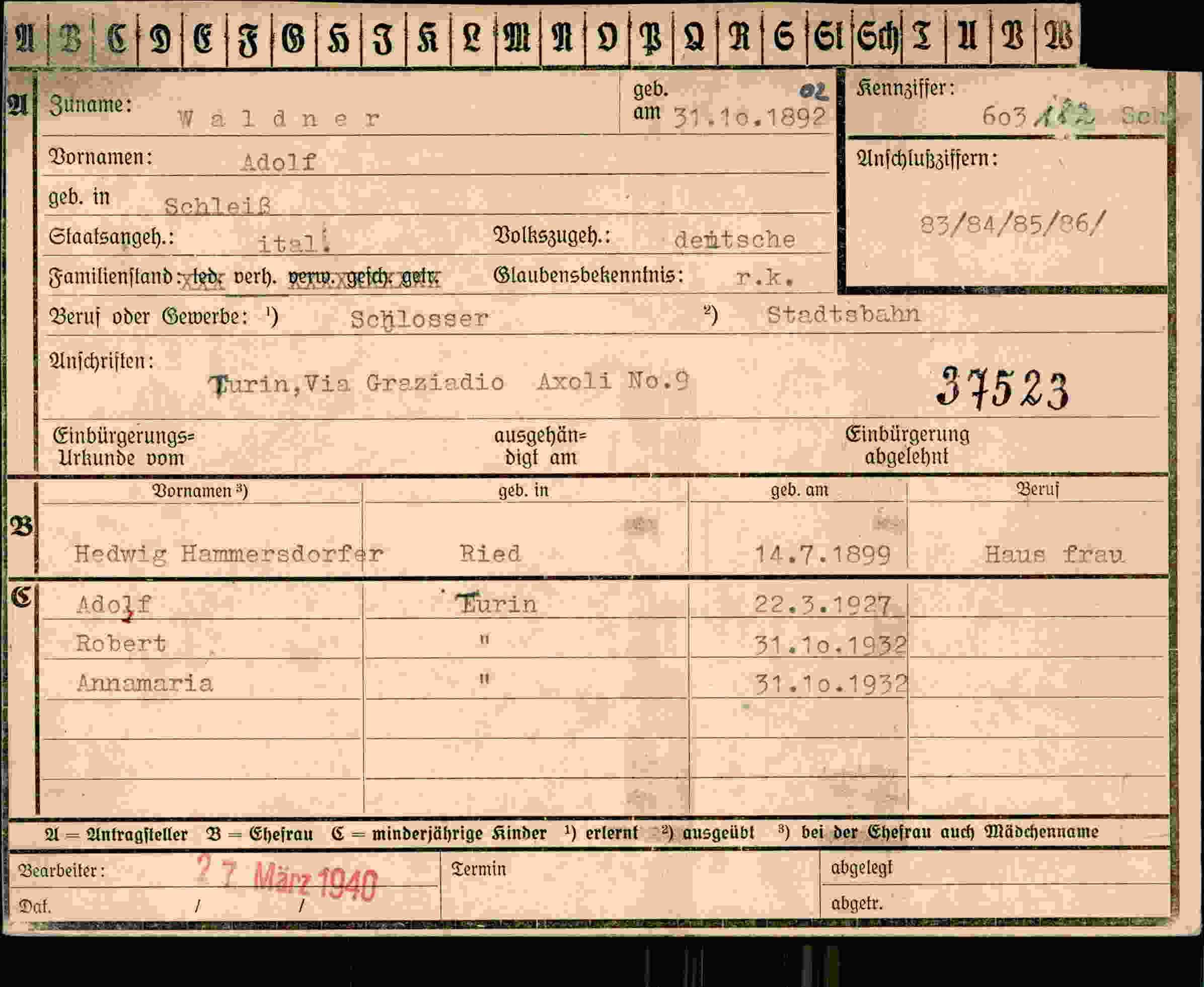 Dokument für Adolf Waldner