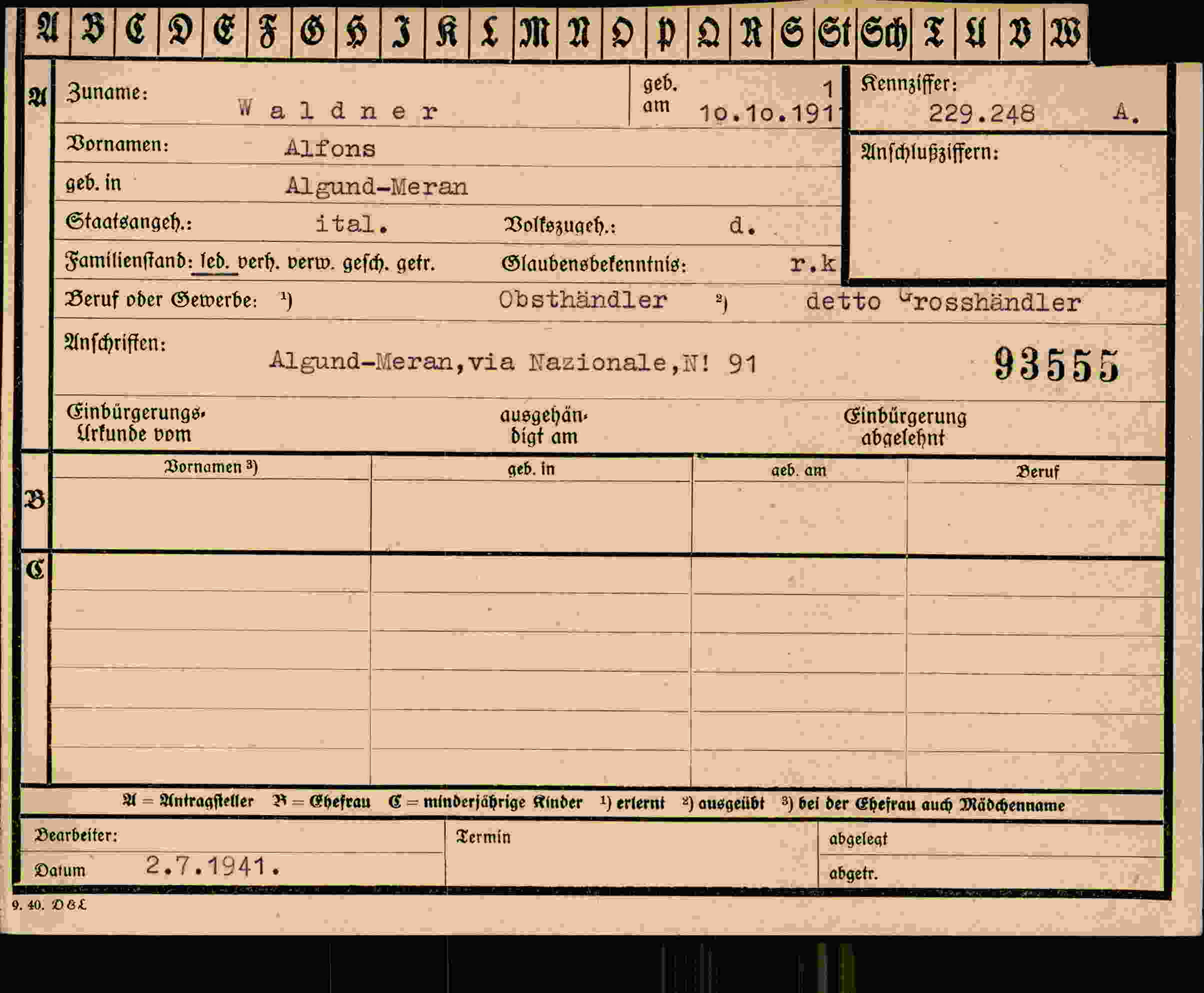 Dokument für Alfons Waldner