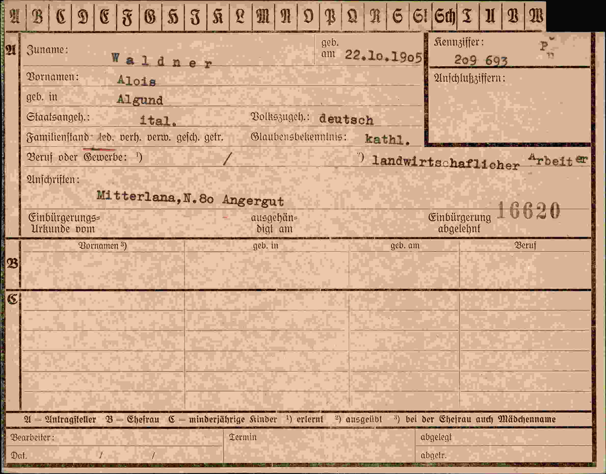Dokument für Alois Waldner