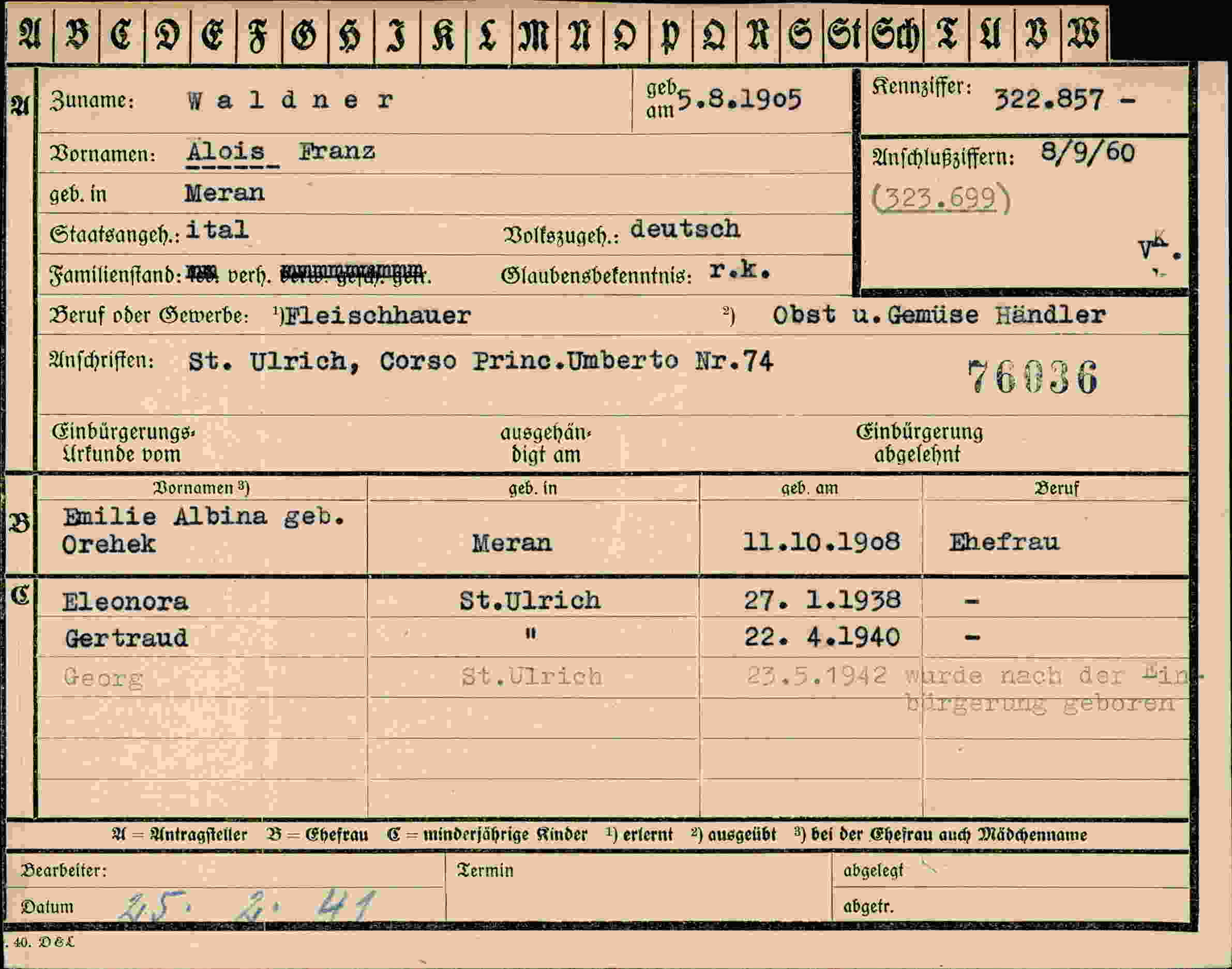 Dokument für Franz Waldner