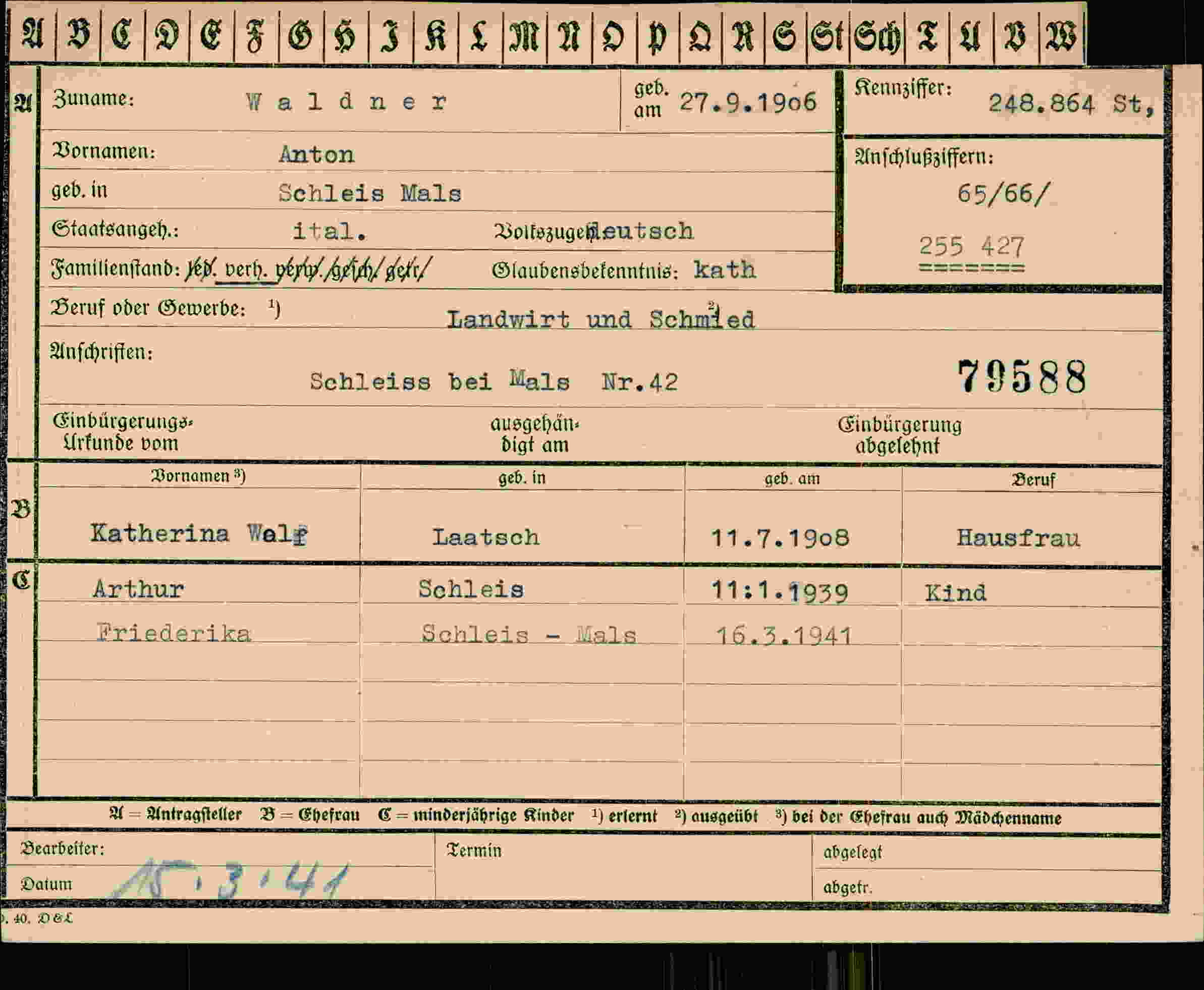 Dokument für Anton Waldner