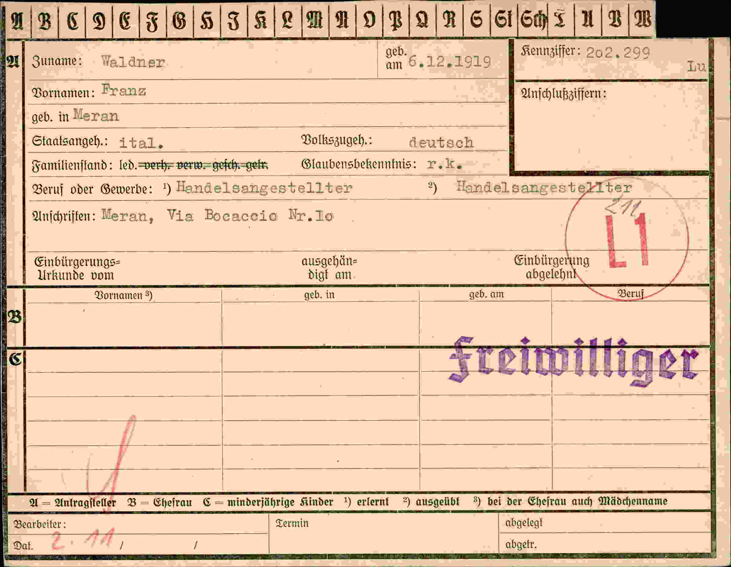 Vorderseite des Dokuments