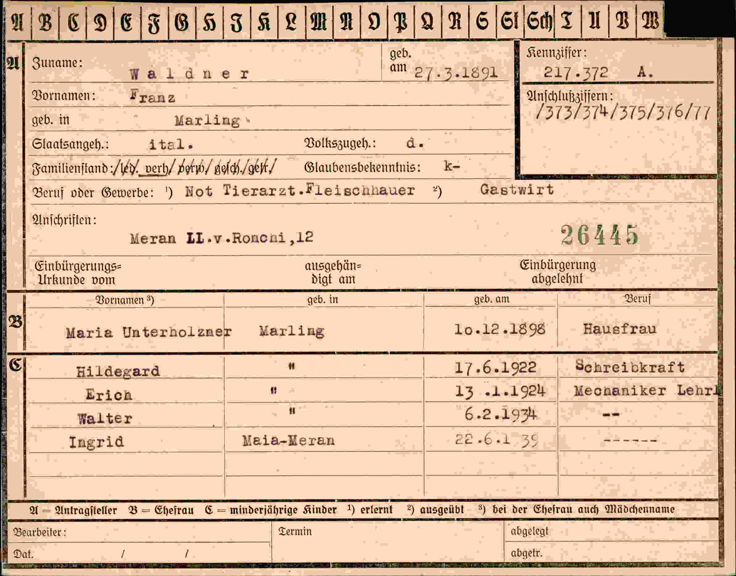 Vorderseite des Dokuments