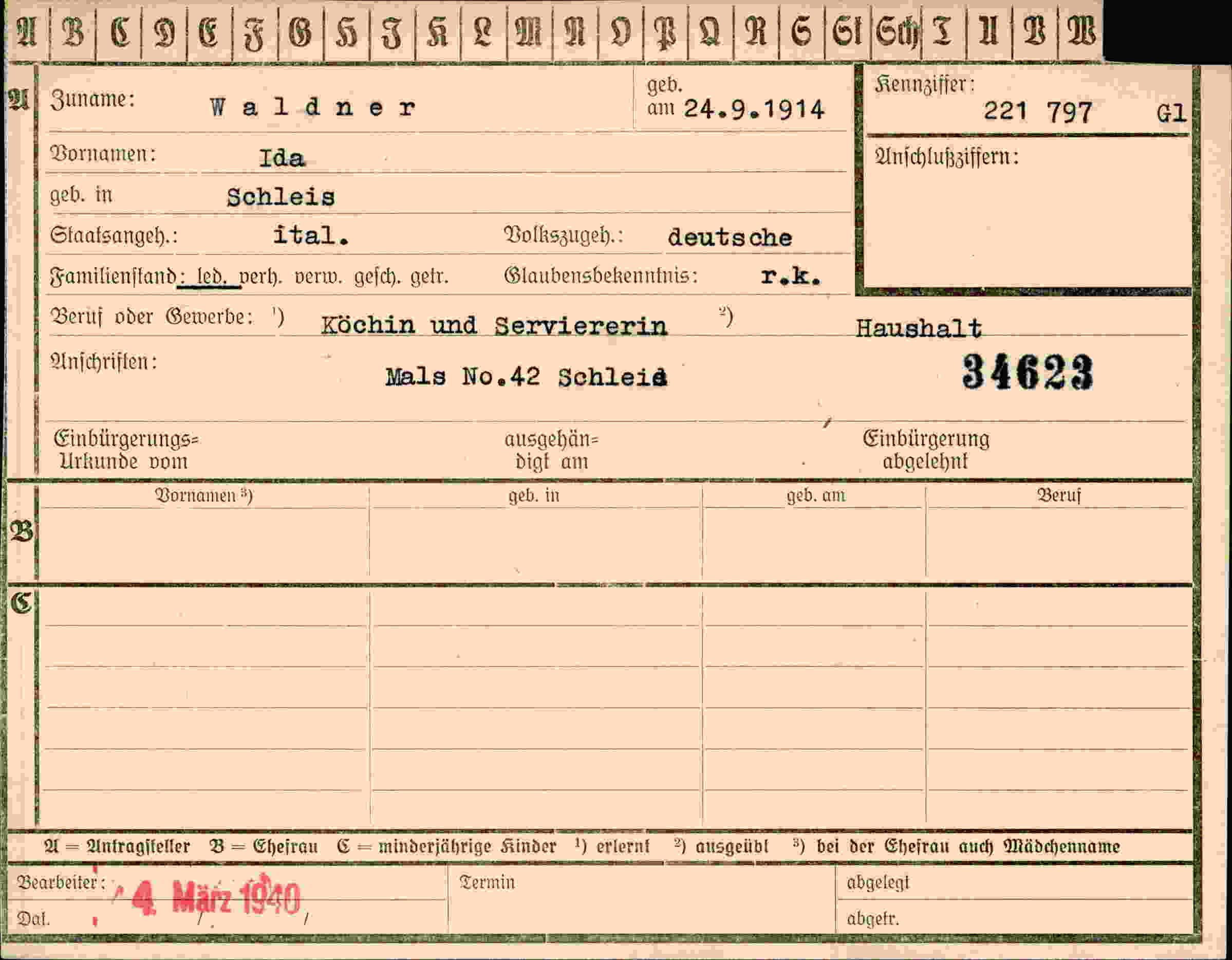 Vorderseite des Dokuments