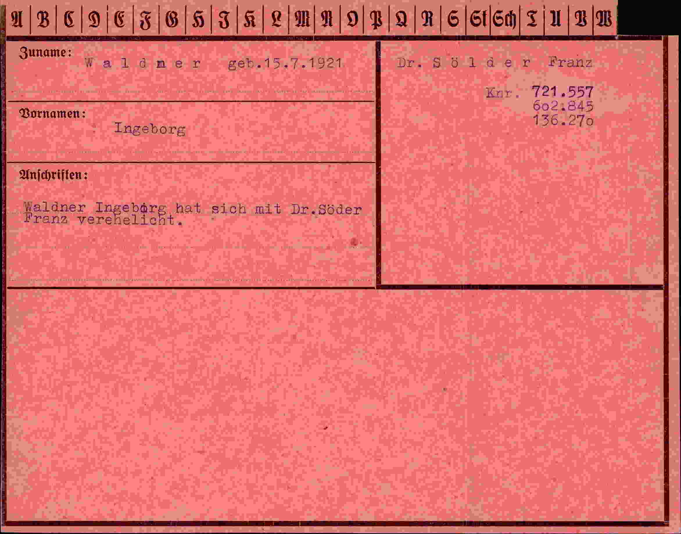Dokument für Ingeborg Waldmer