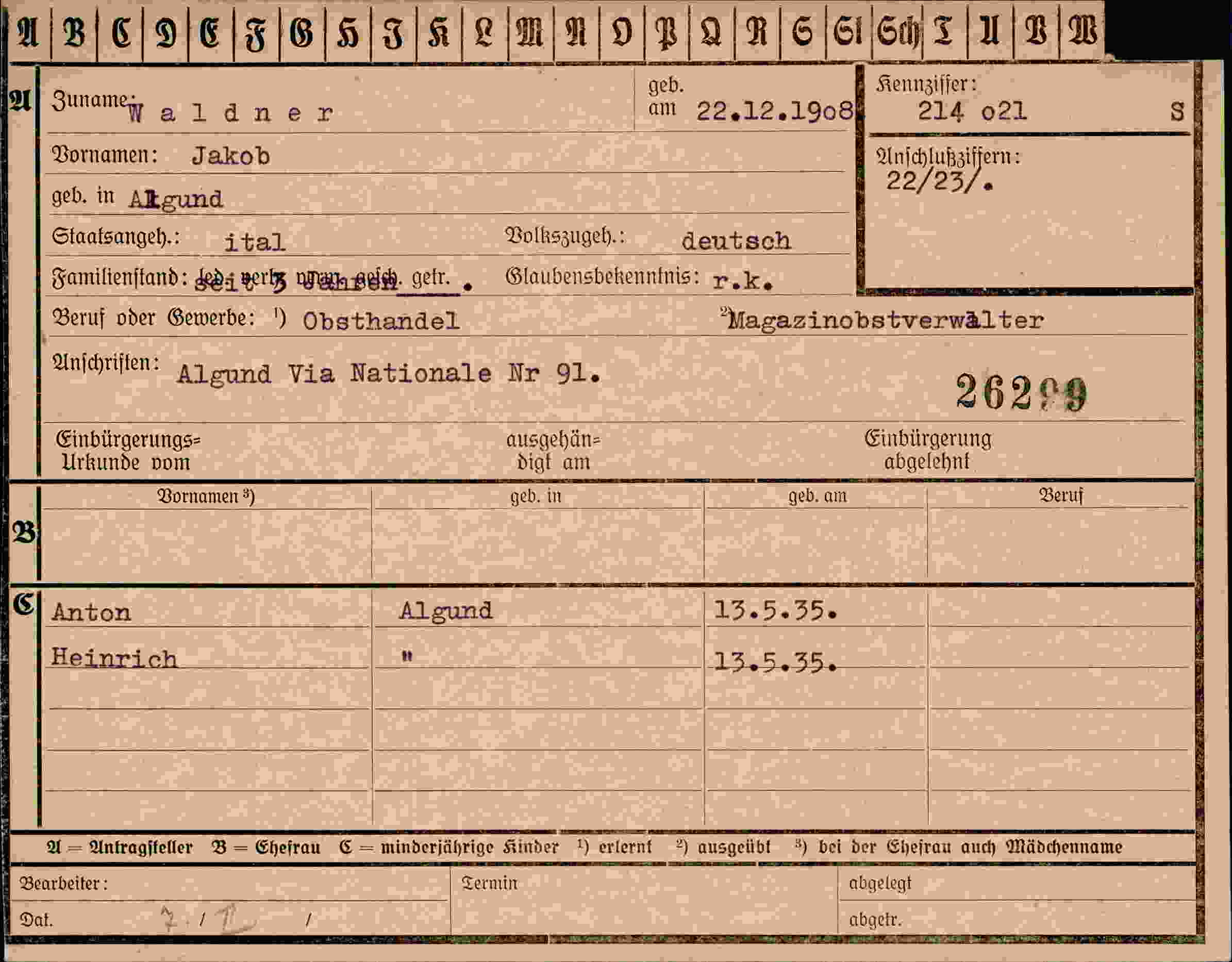 Dokument für Jakob Waldner