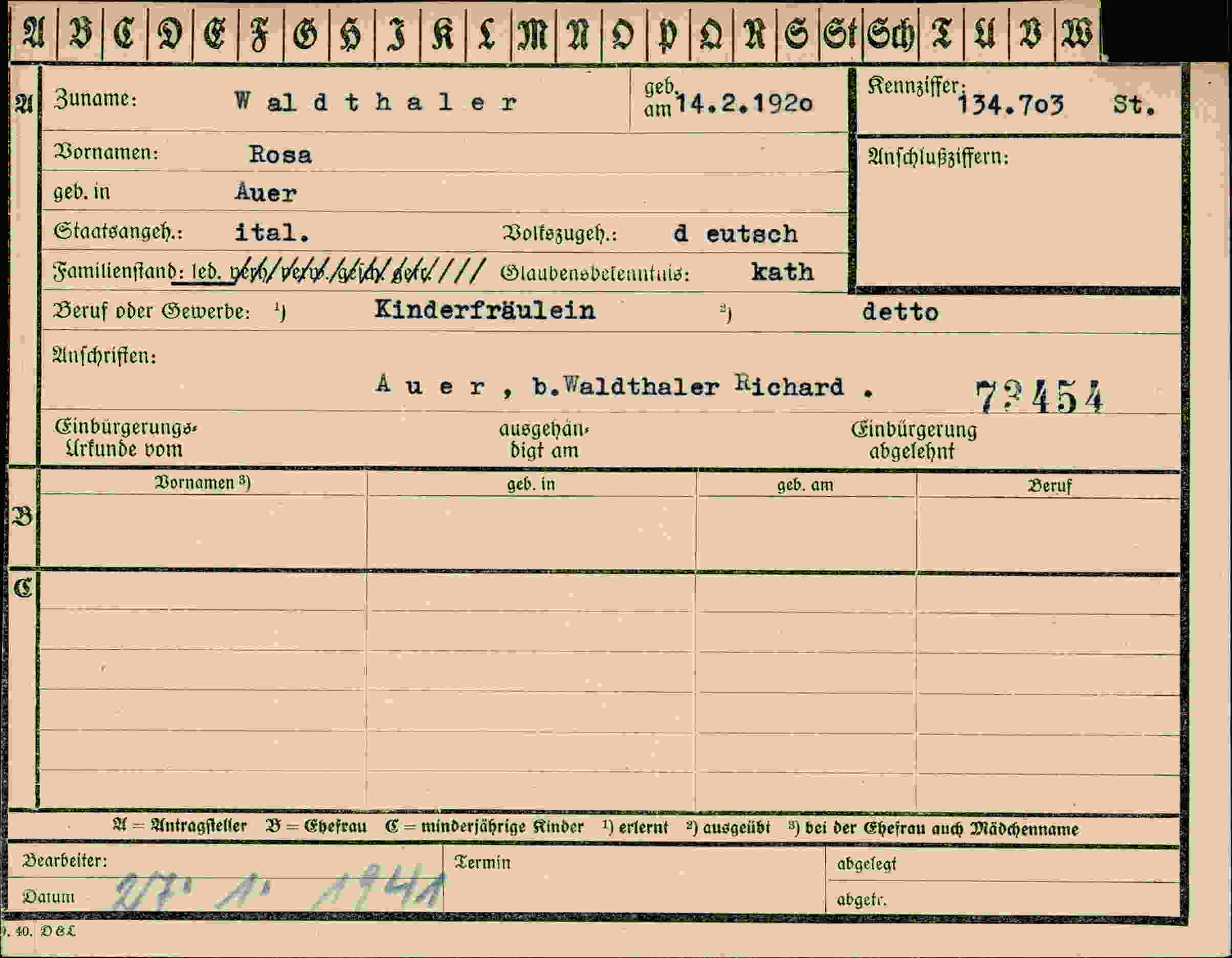 Vorderseite des Dokuments