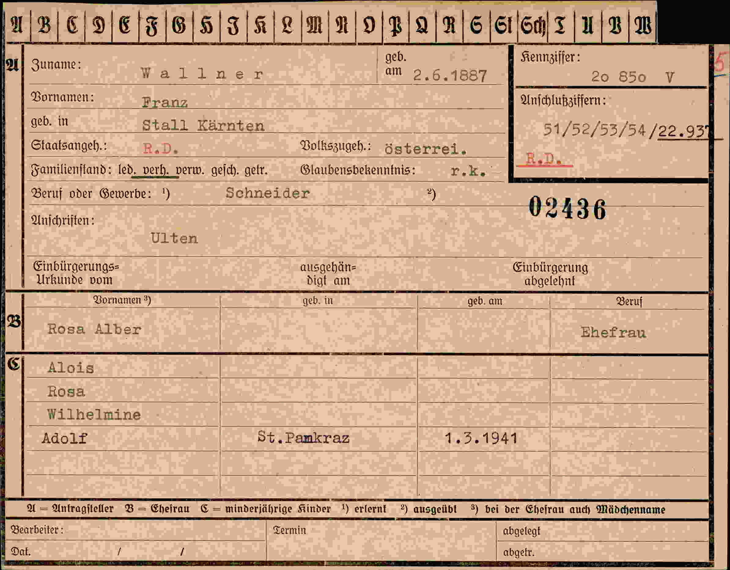 Dokument für Franz Wallner