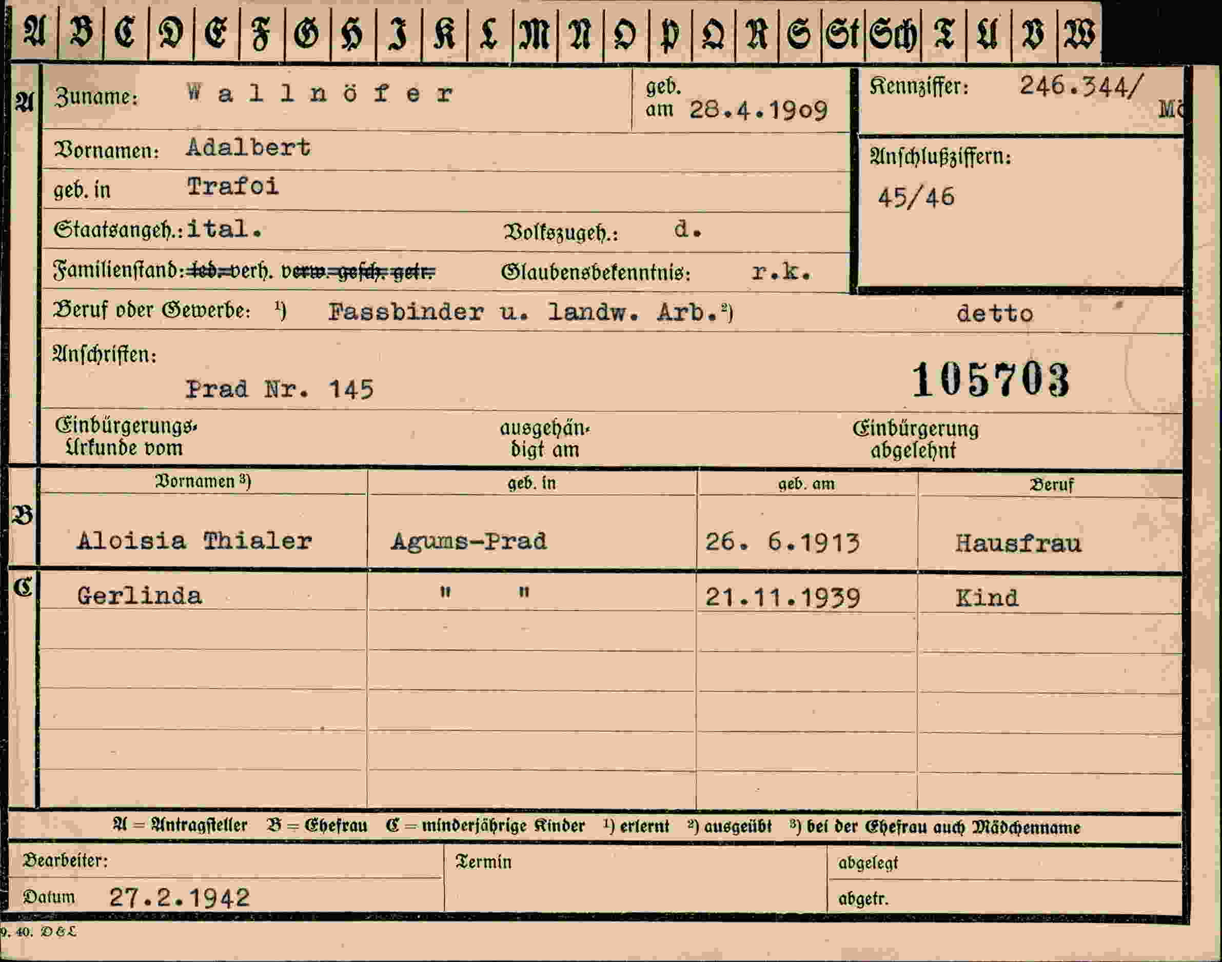 Vorderseite des Dokuments