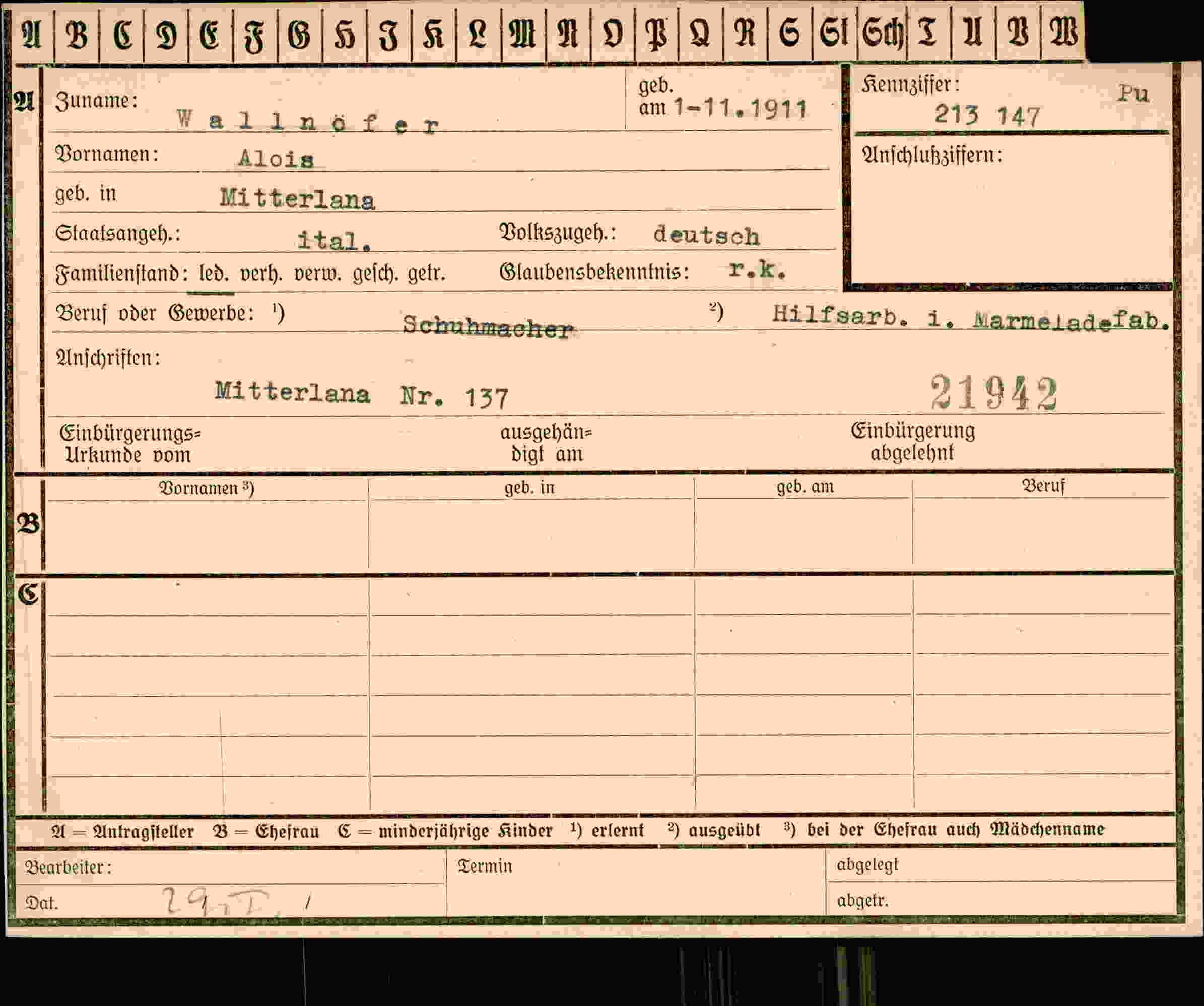 Dokument für Alois Wallnöfer