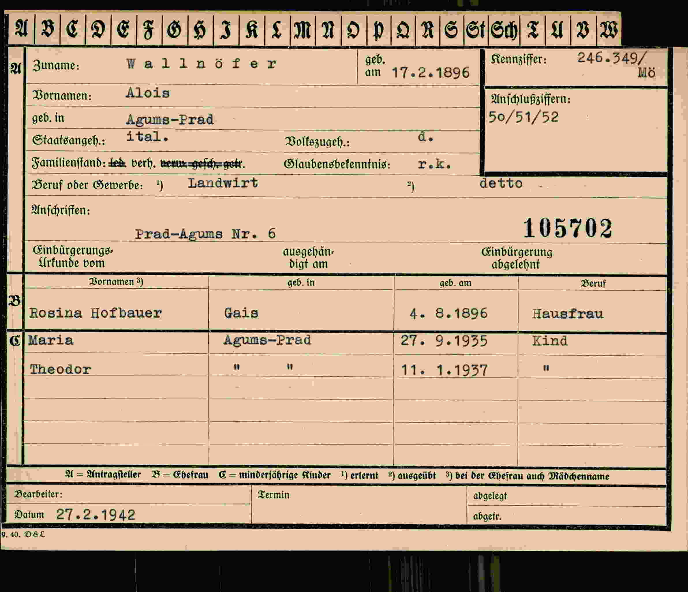 Dokument für Alois Wallnöfer