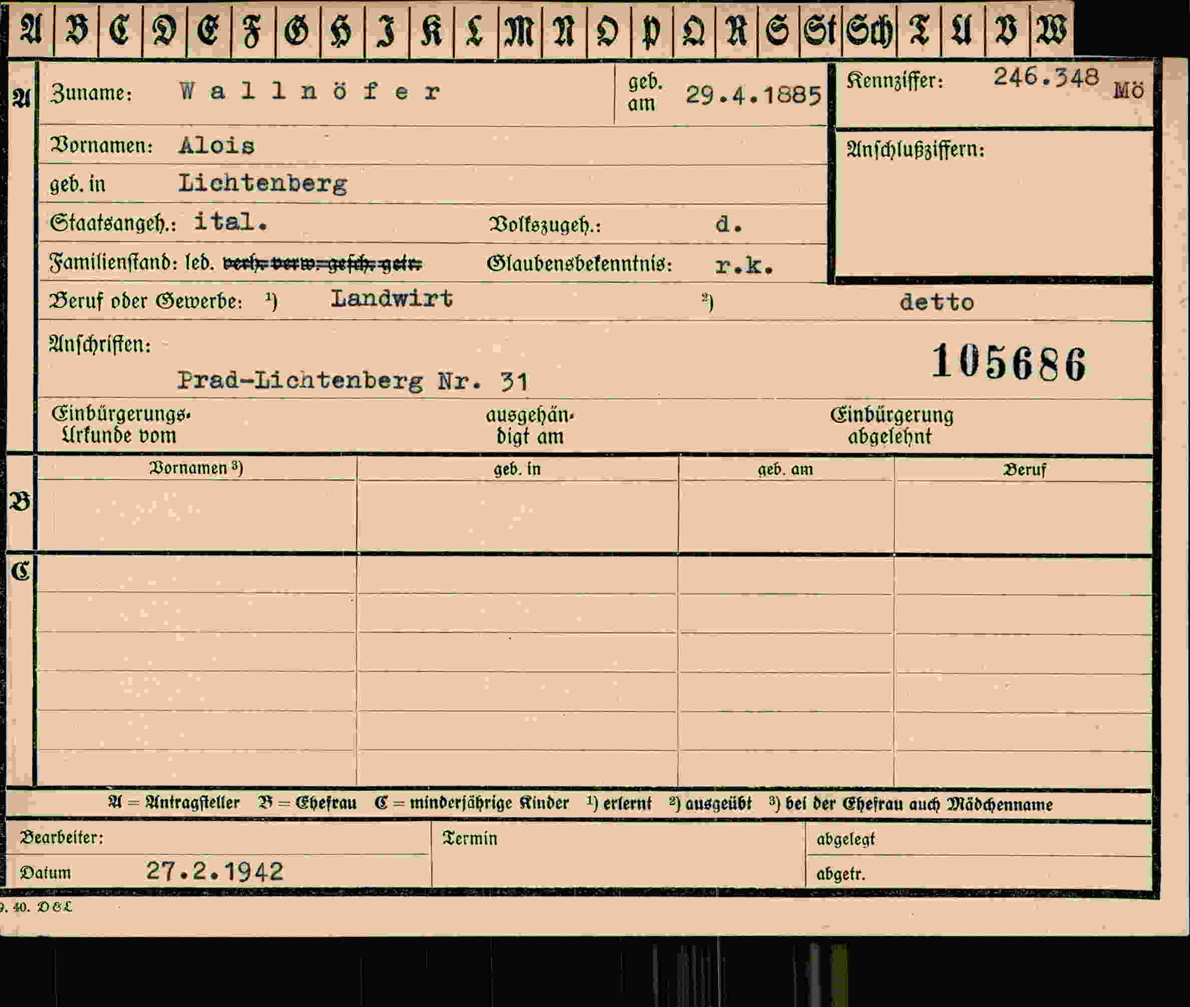 Vorderseite des Dokuments