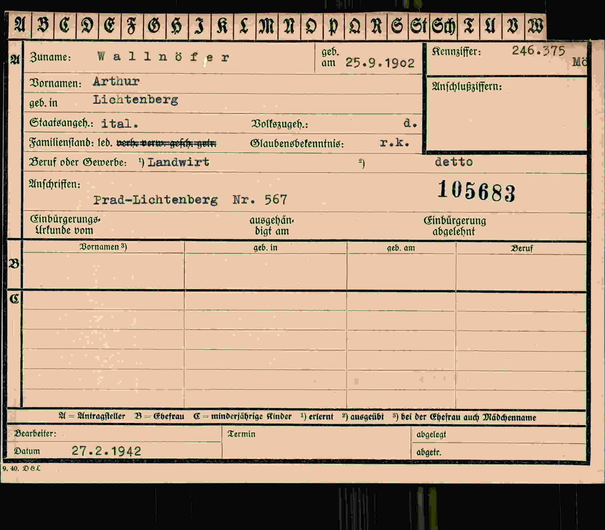 Vorderseite des Dokuments