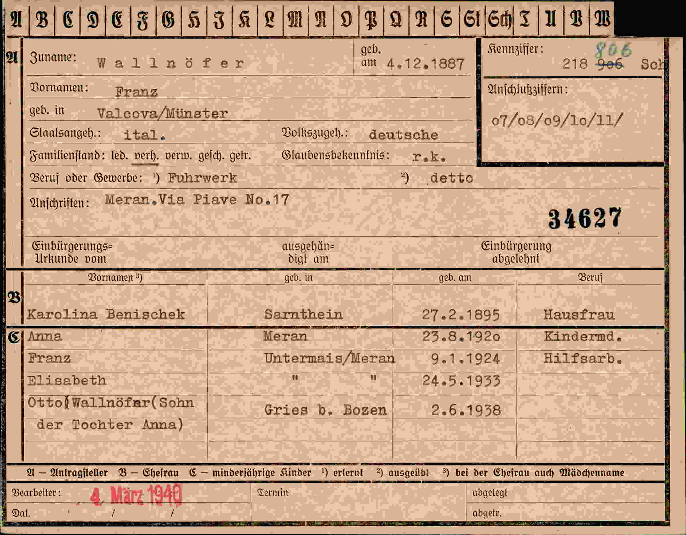 Dokument für Franz Wallnöfer