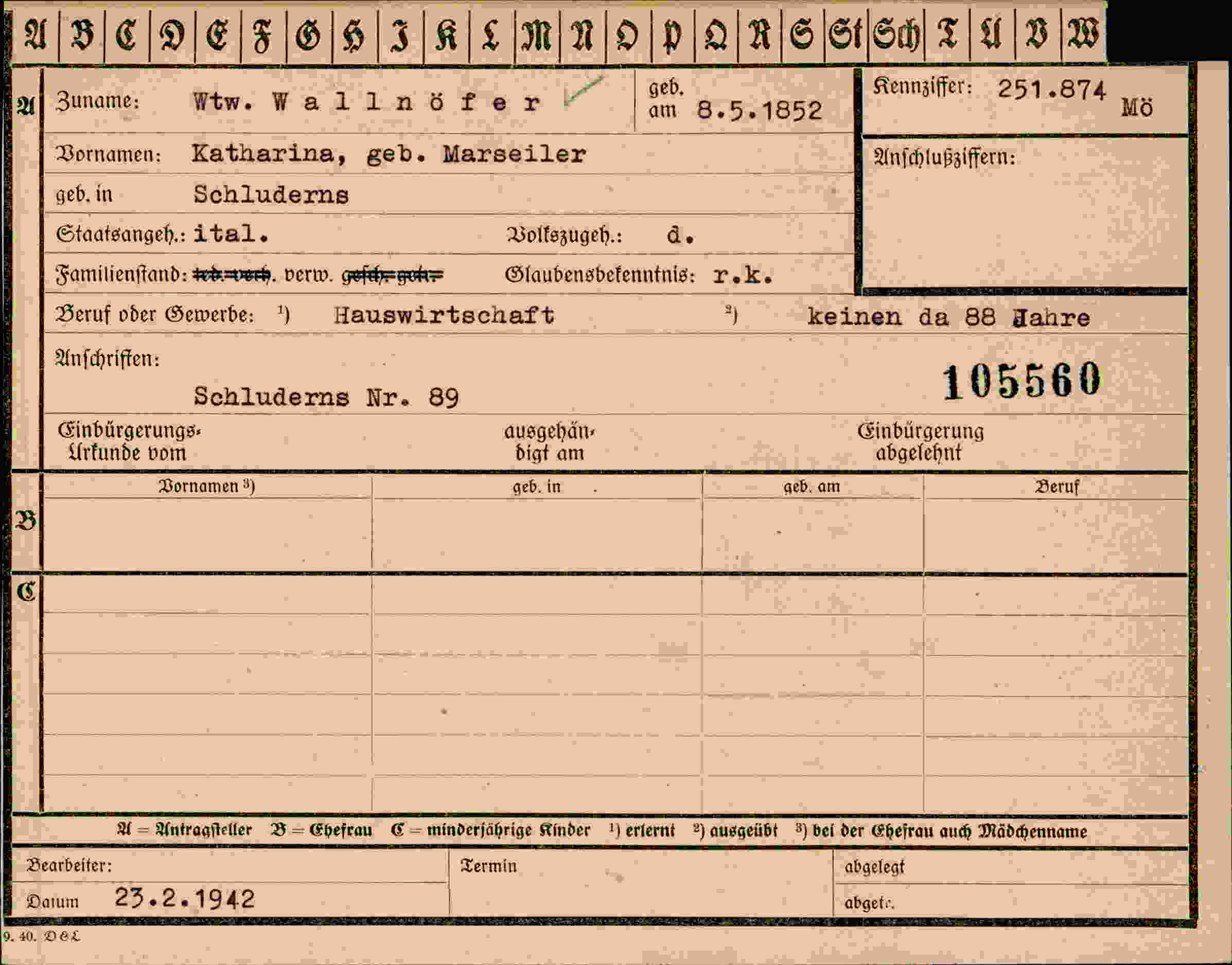 Dokument für Katharina Wallnöfer