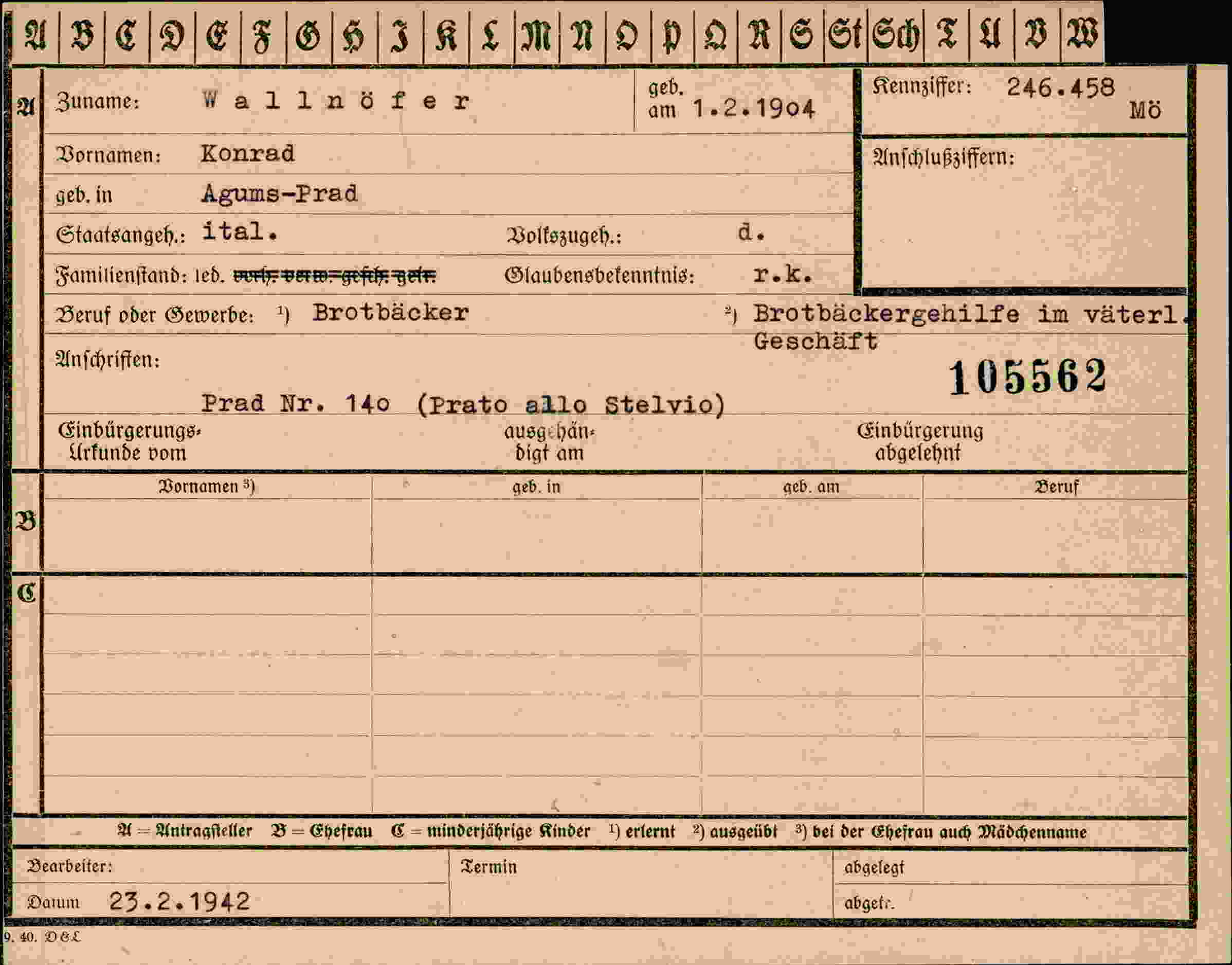 Dokument für Konrad Wallnöfer