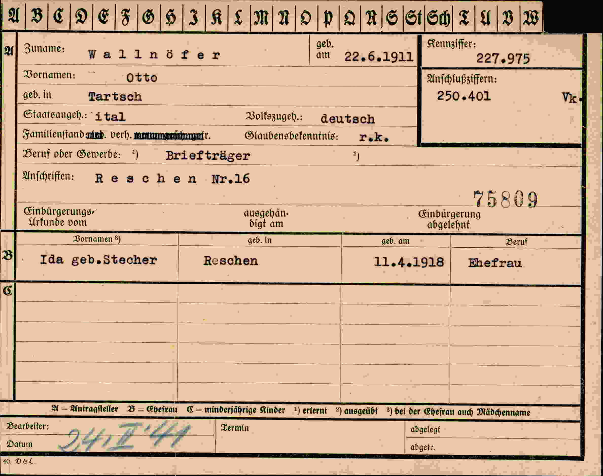 Dokument für Otto Wallnöfer