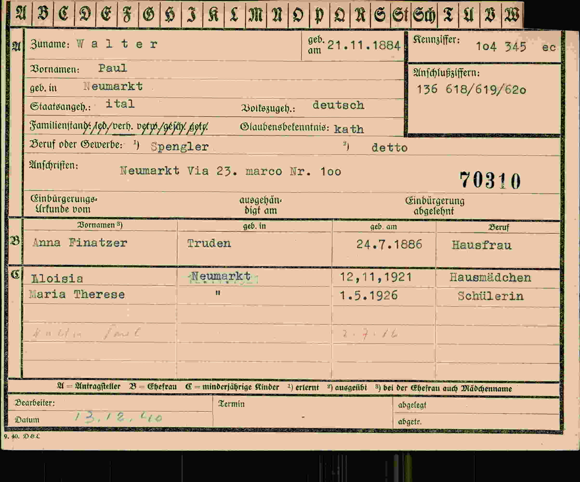 Vorderseite des Dokuments
