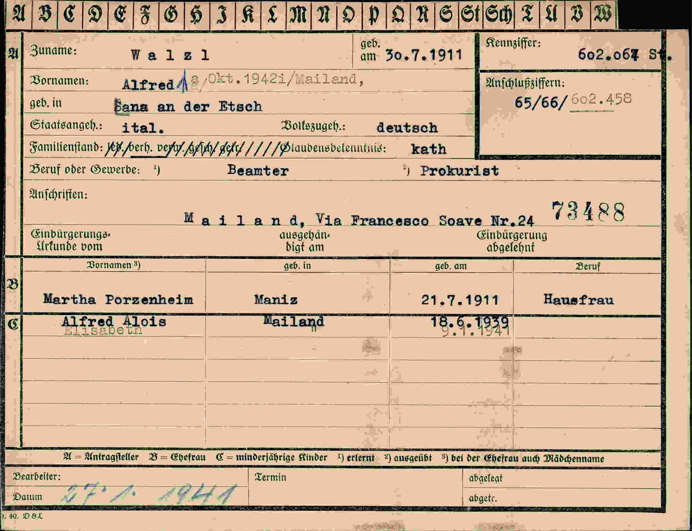 Dokument für Alfred Walz