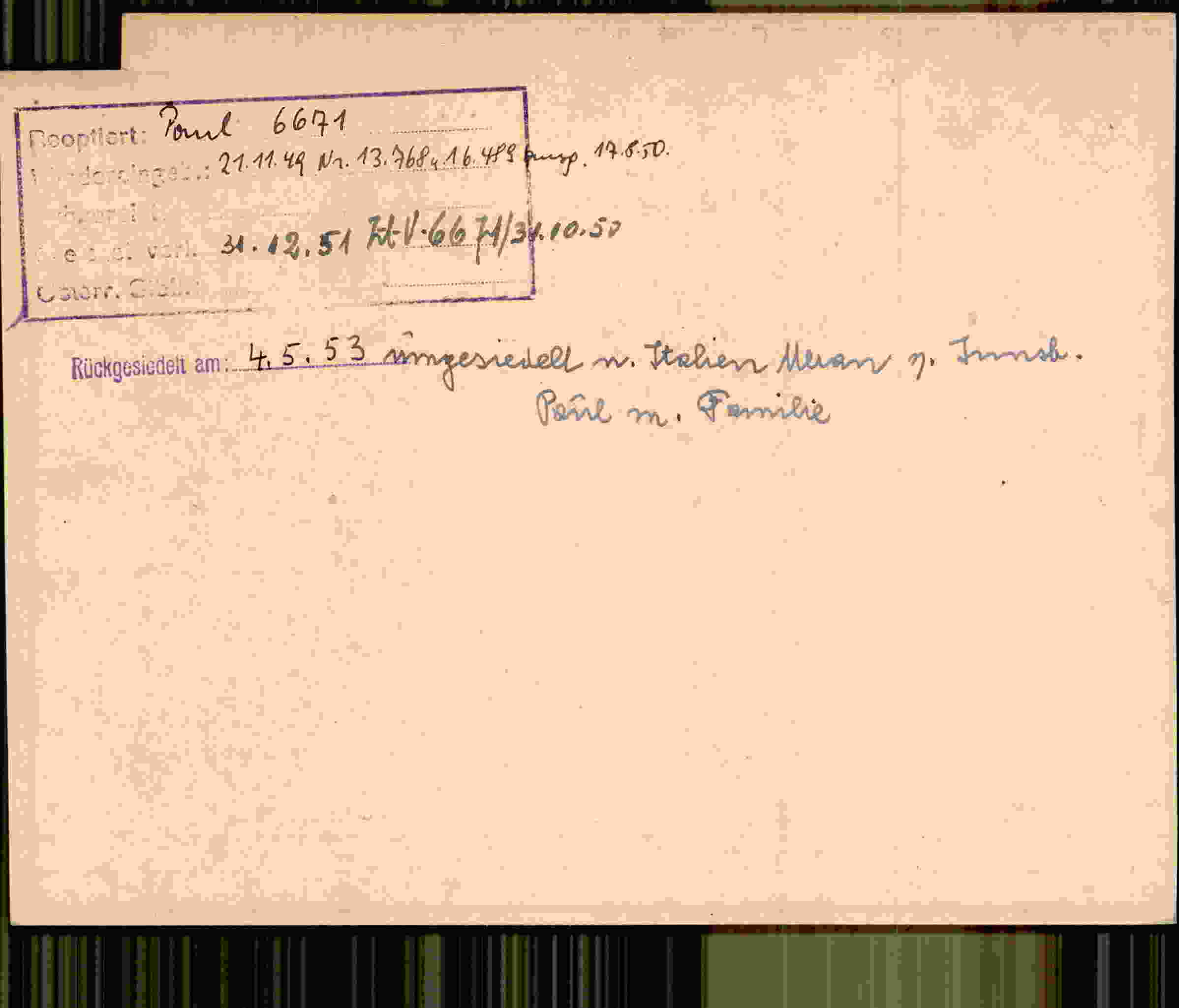 Rückseite des Dokuments