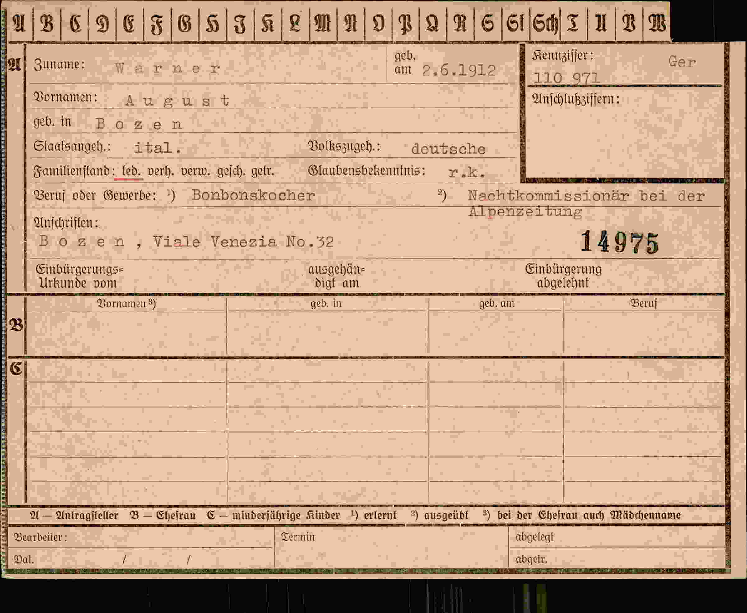 Dokument für August Warner