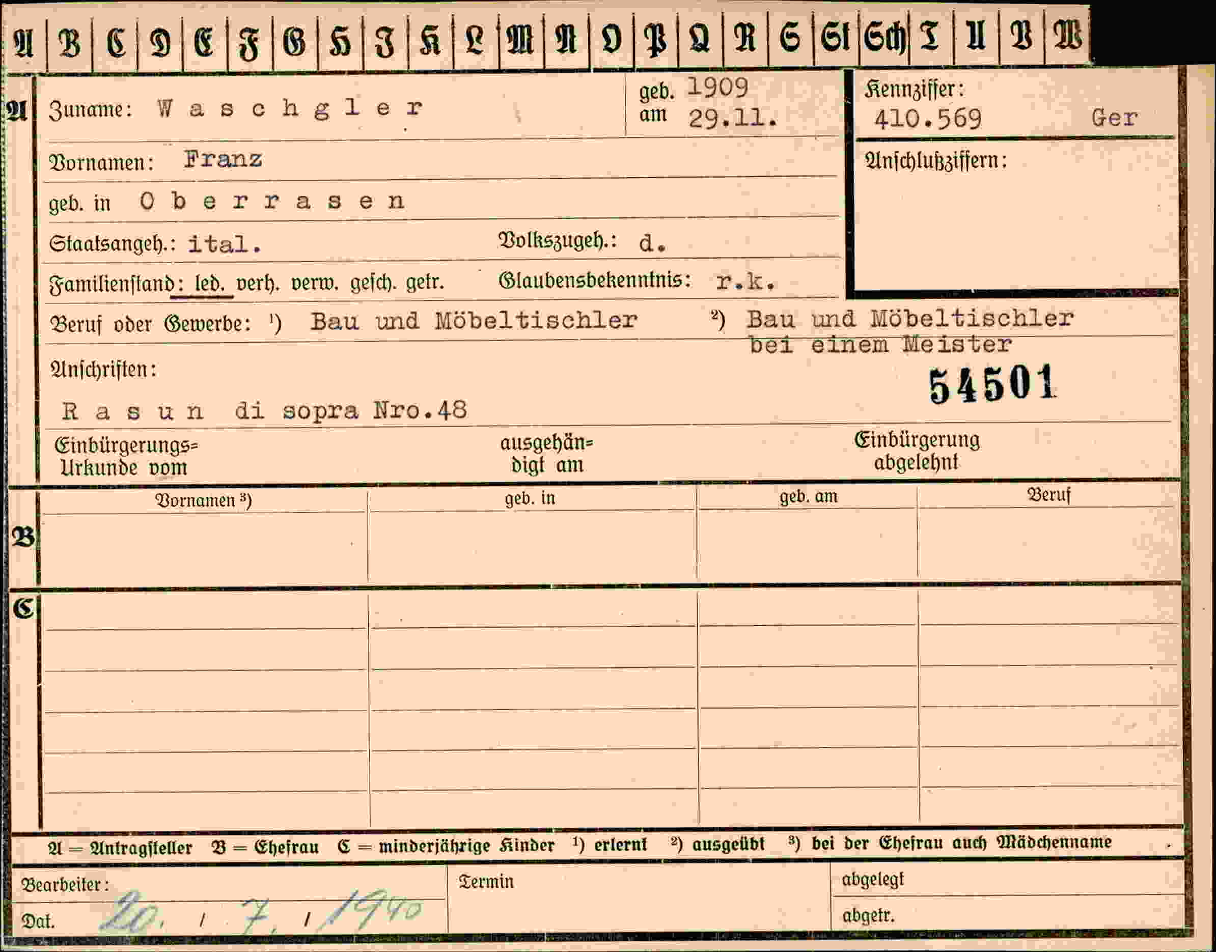 Dokument für Franz Waschgler