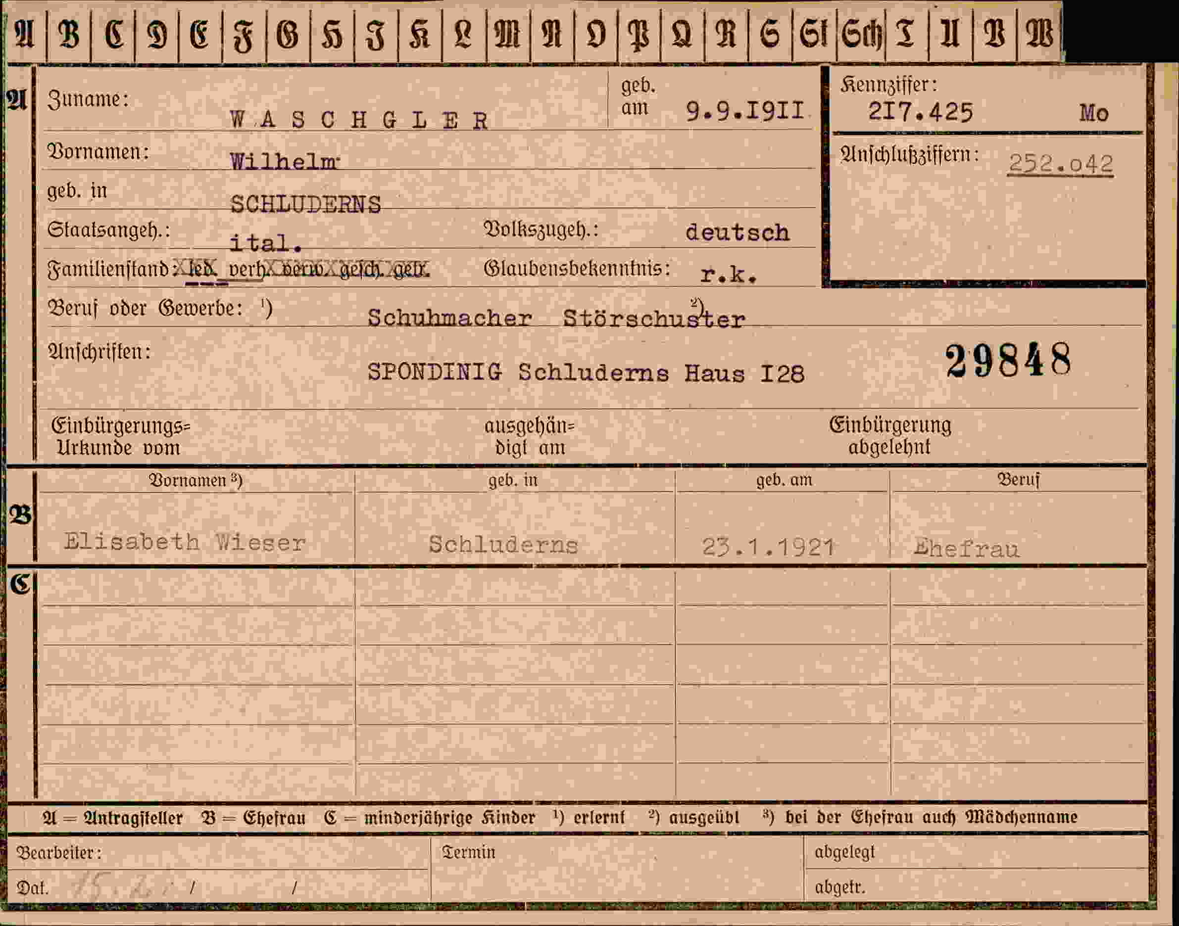 Dokument für Wilhelm Waschgller