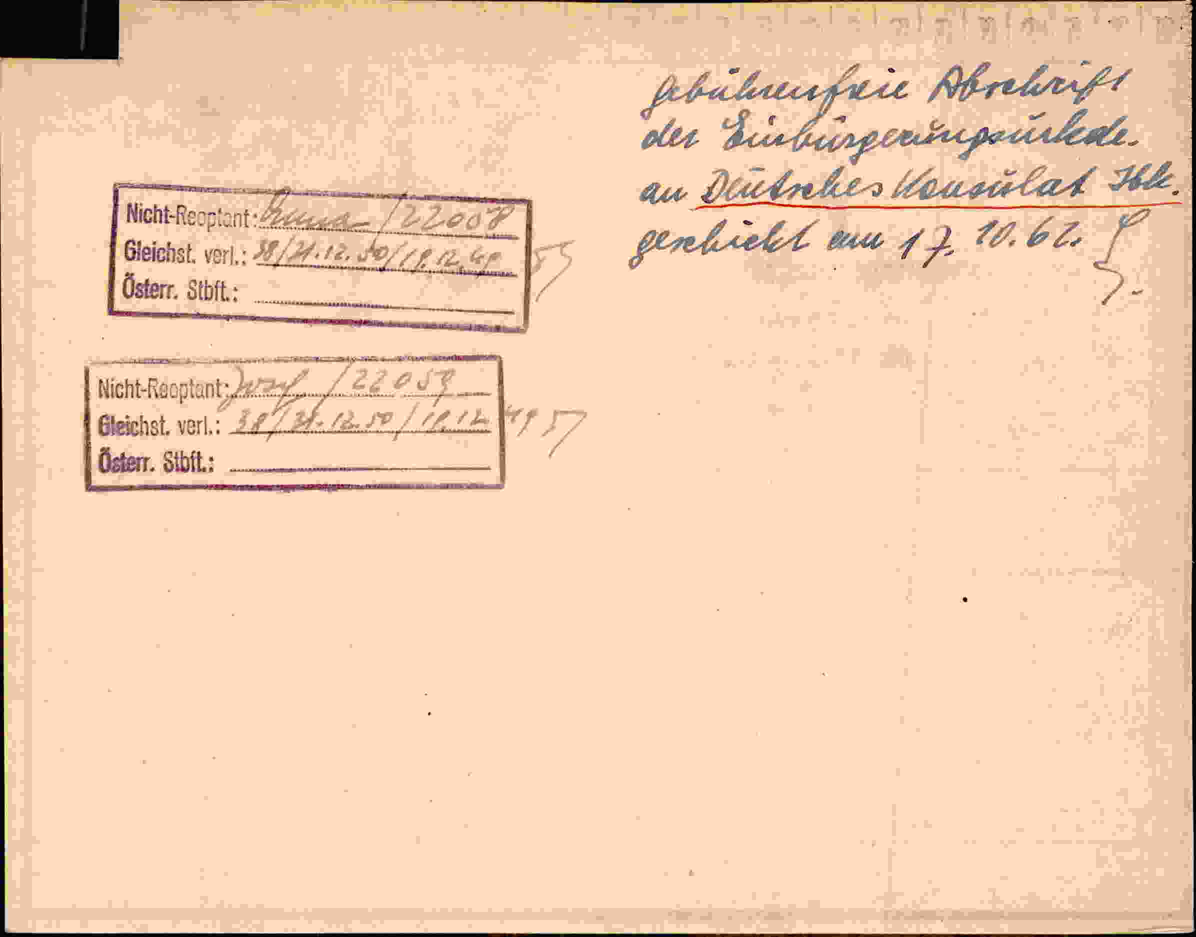 Rückseite des Dokuments