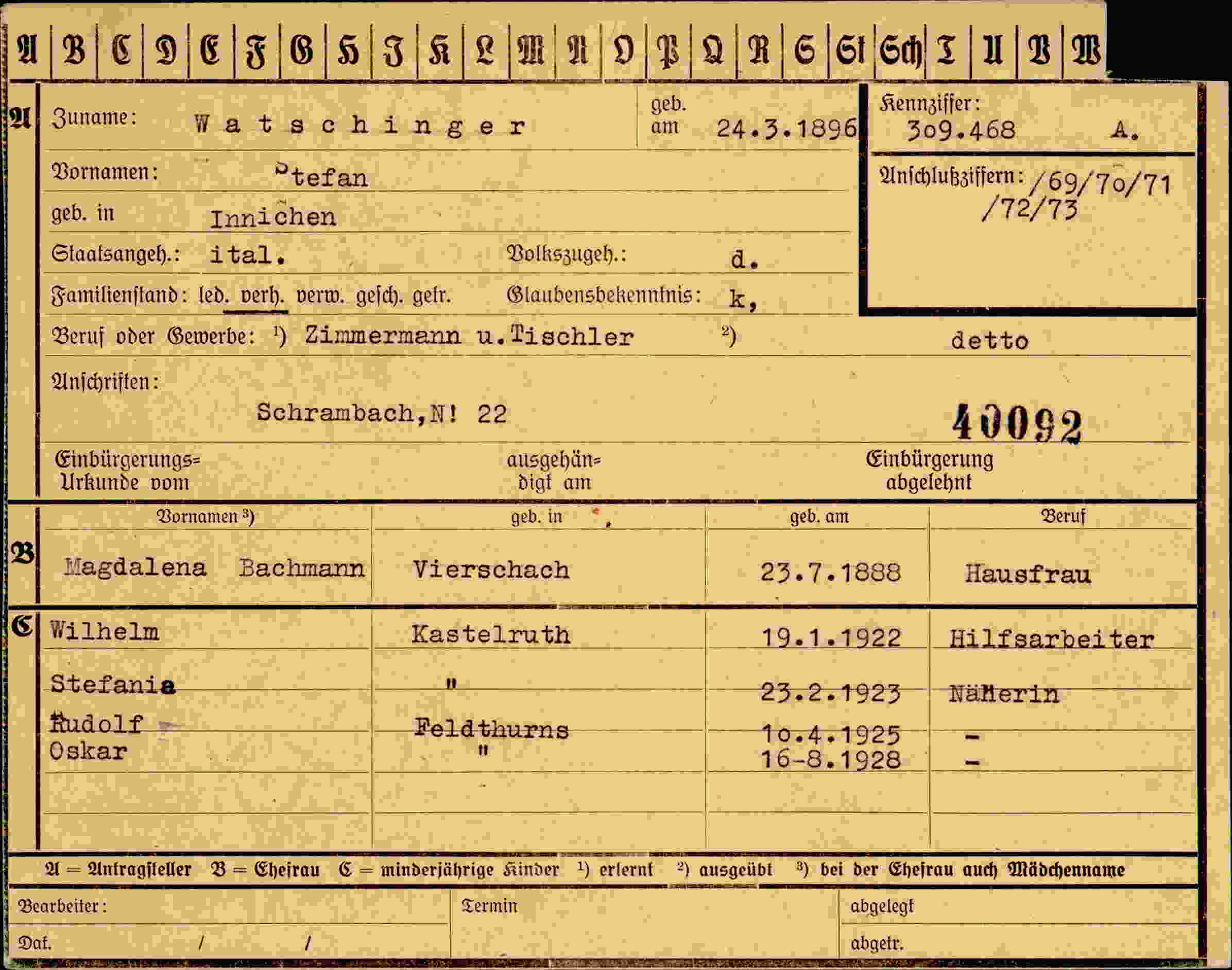 Dokument für Ptefan Watschinger