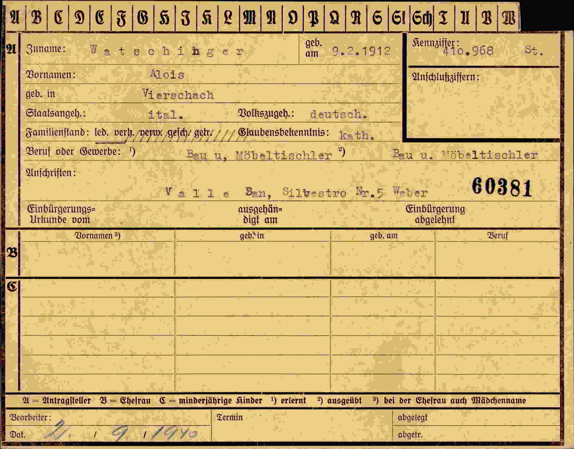 Dokument für Alois Watschinger