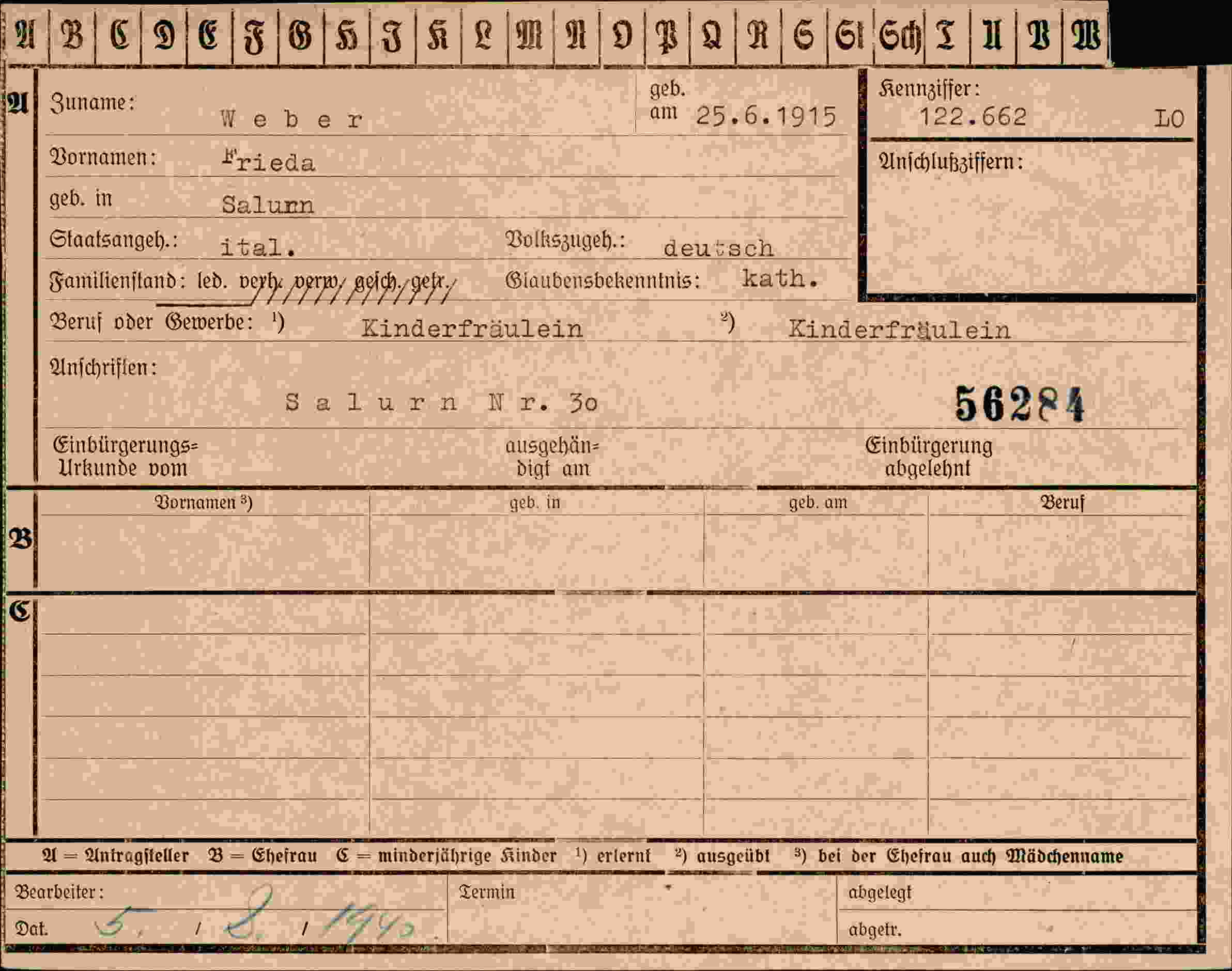Vorderseite des Dokuments