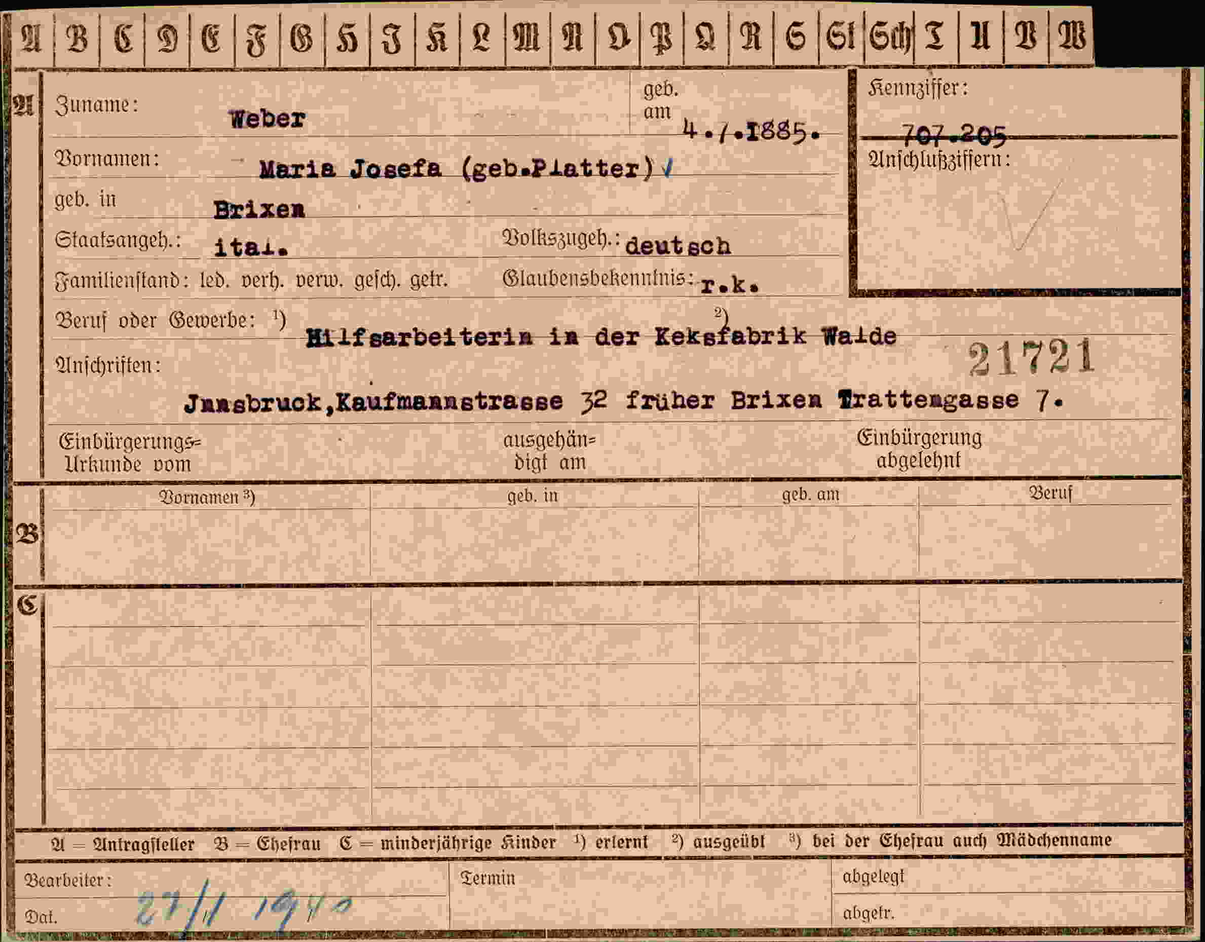 Vorderseite des Dokuments