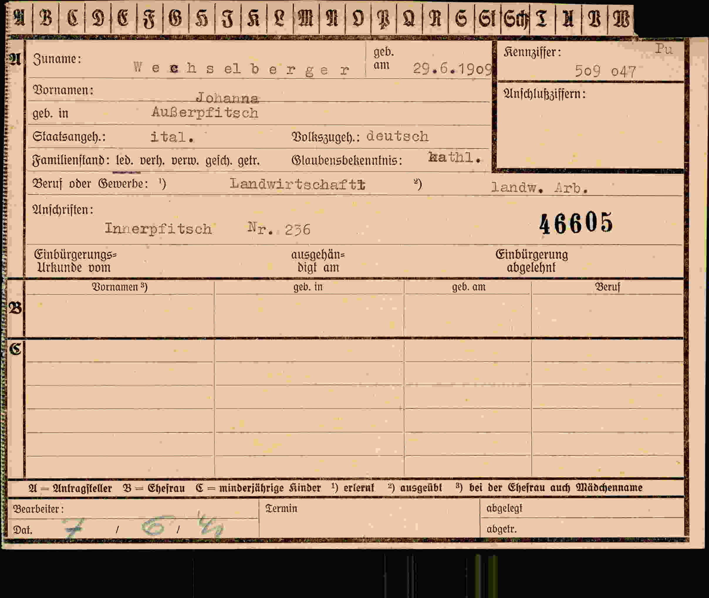 Vorderseite des Dokuments