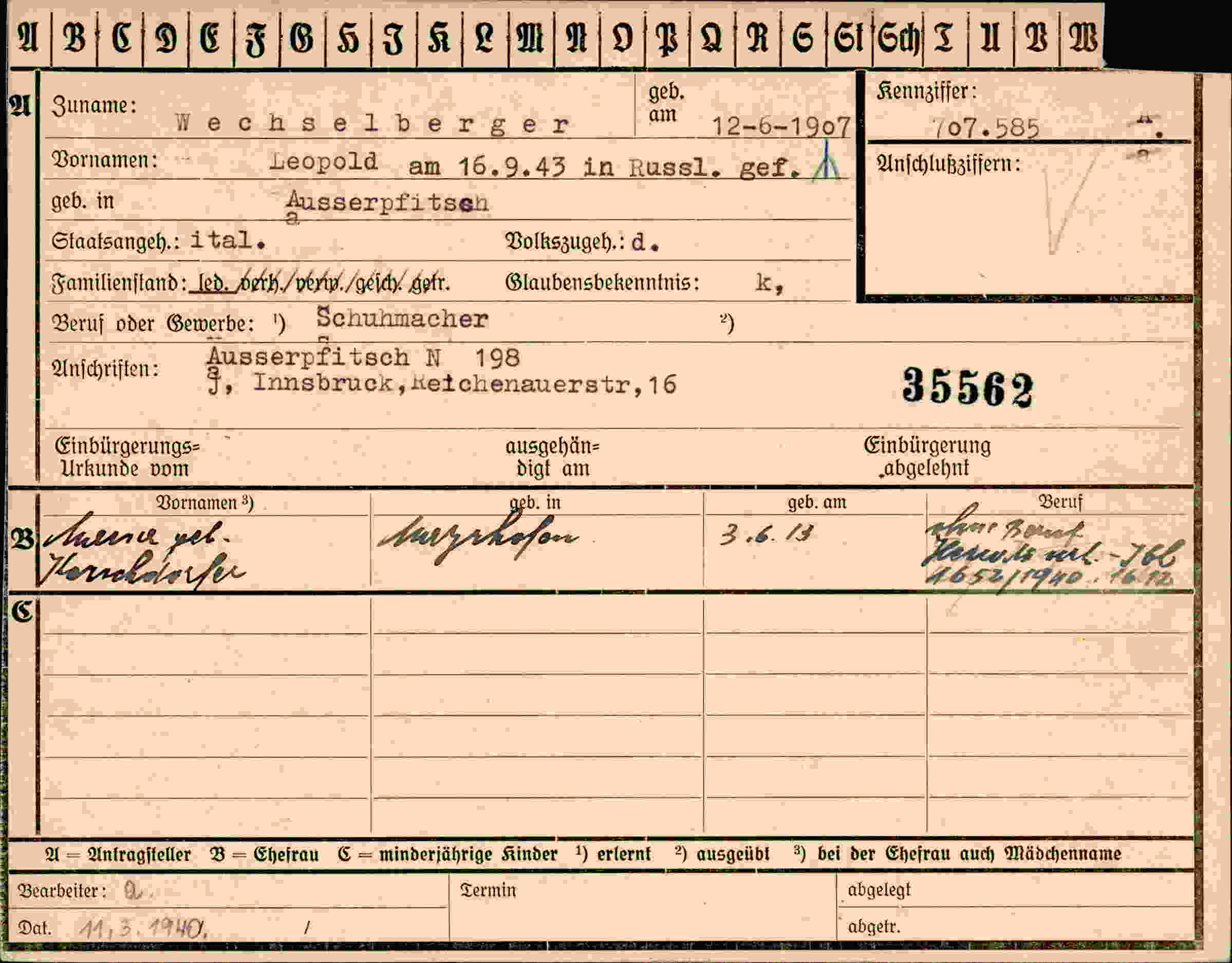 Dokument für Leopold Wechselberger