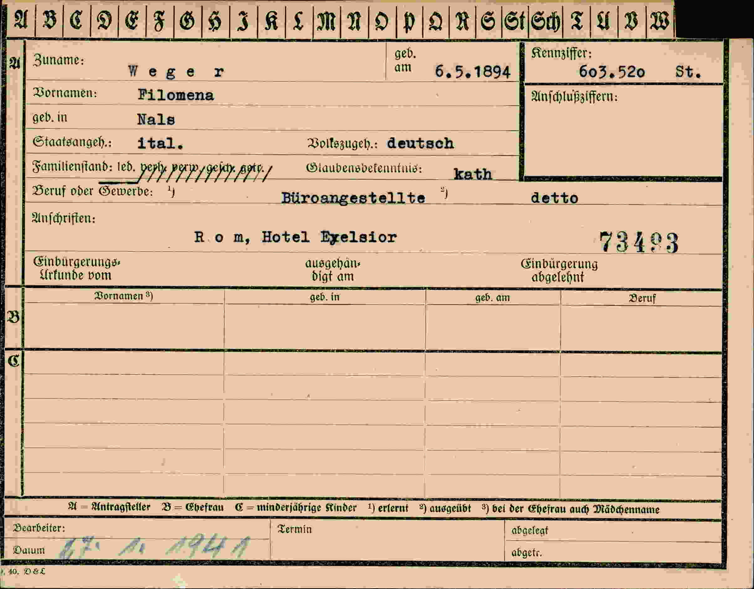 Dokument für Filomena Weger
