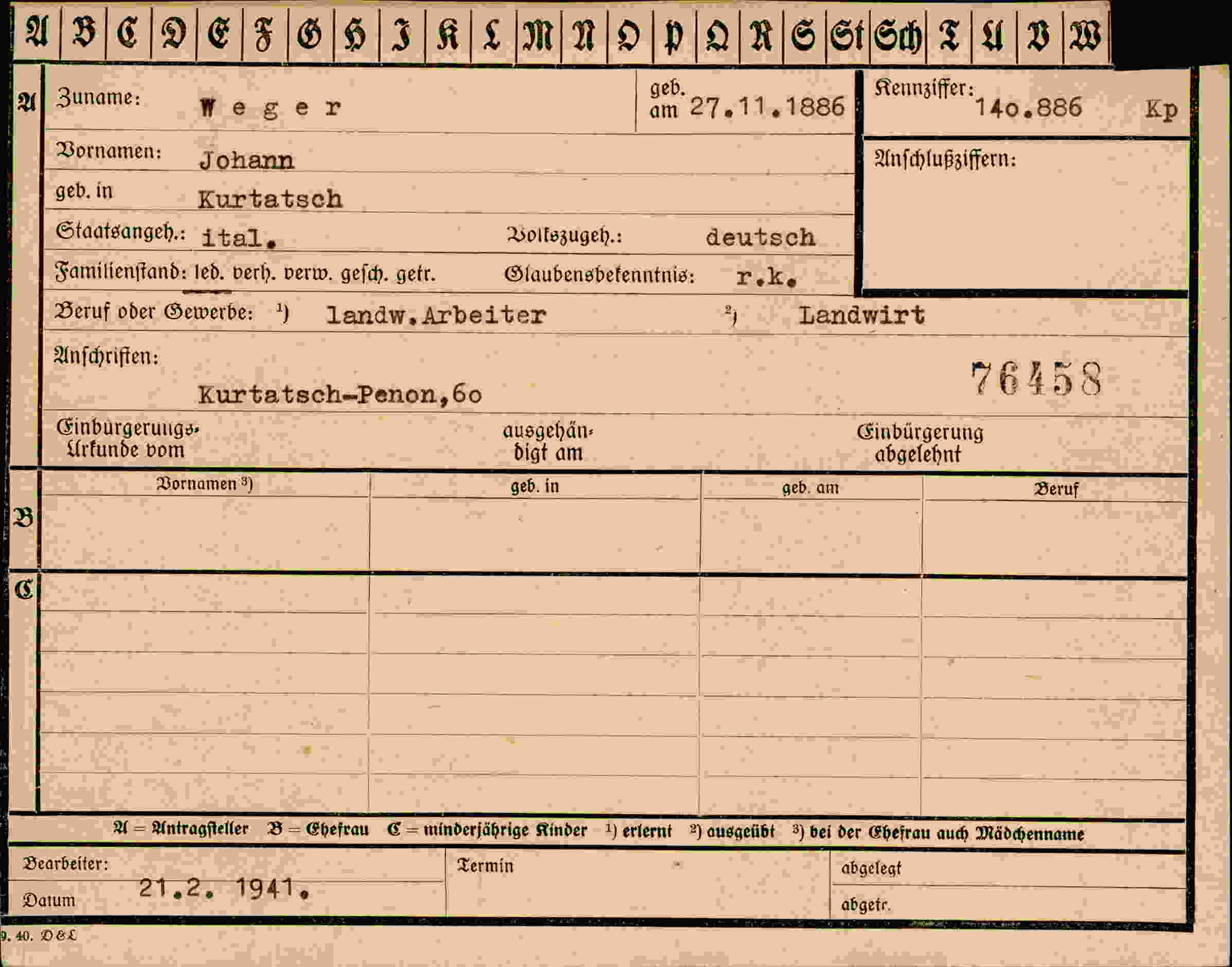 Vorderseite des Dokuments
