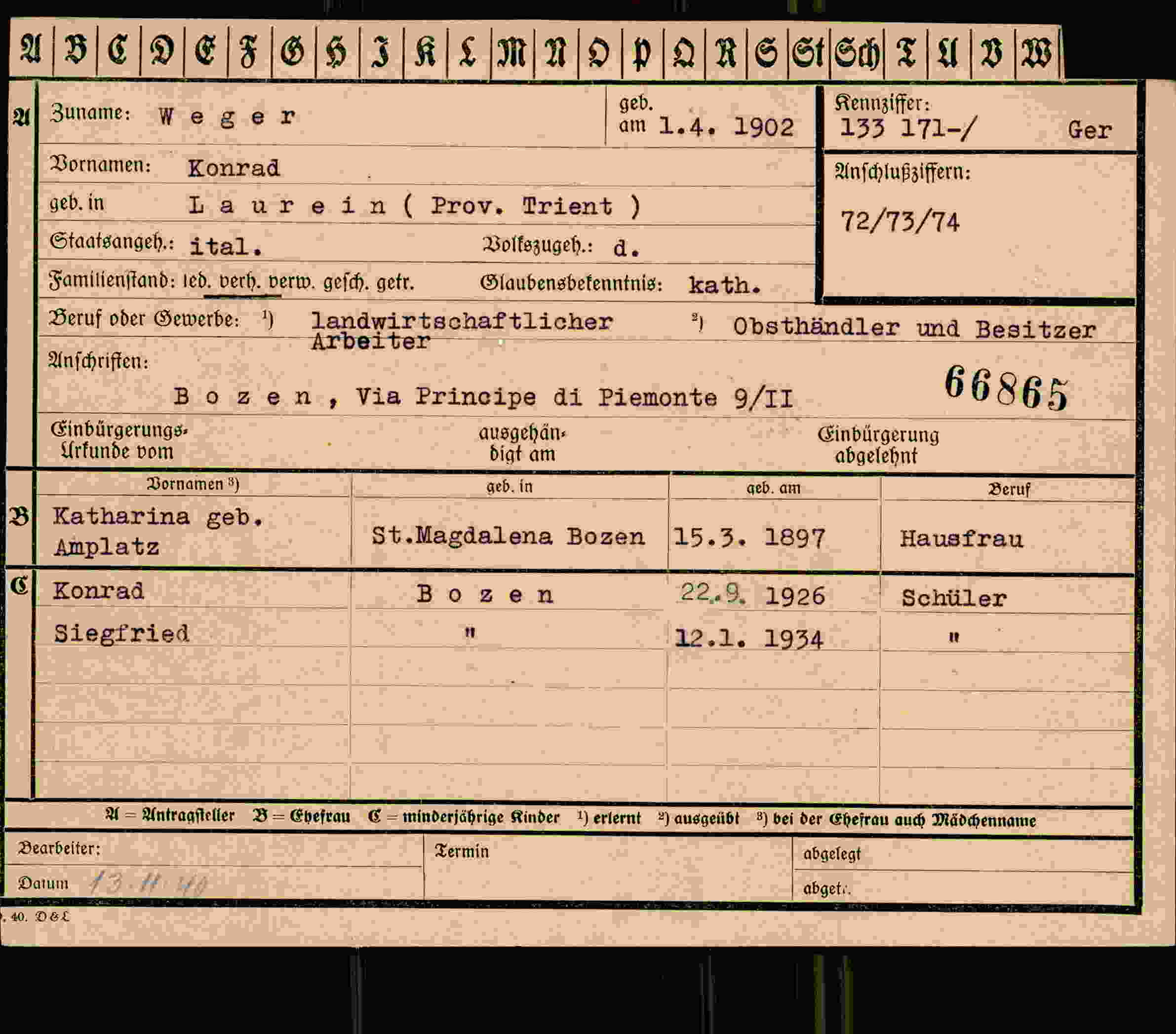 Dokument für Konrad Weger