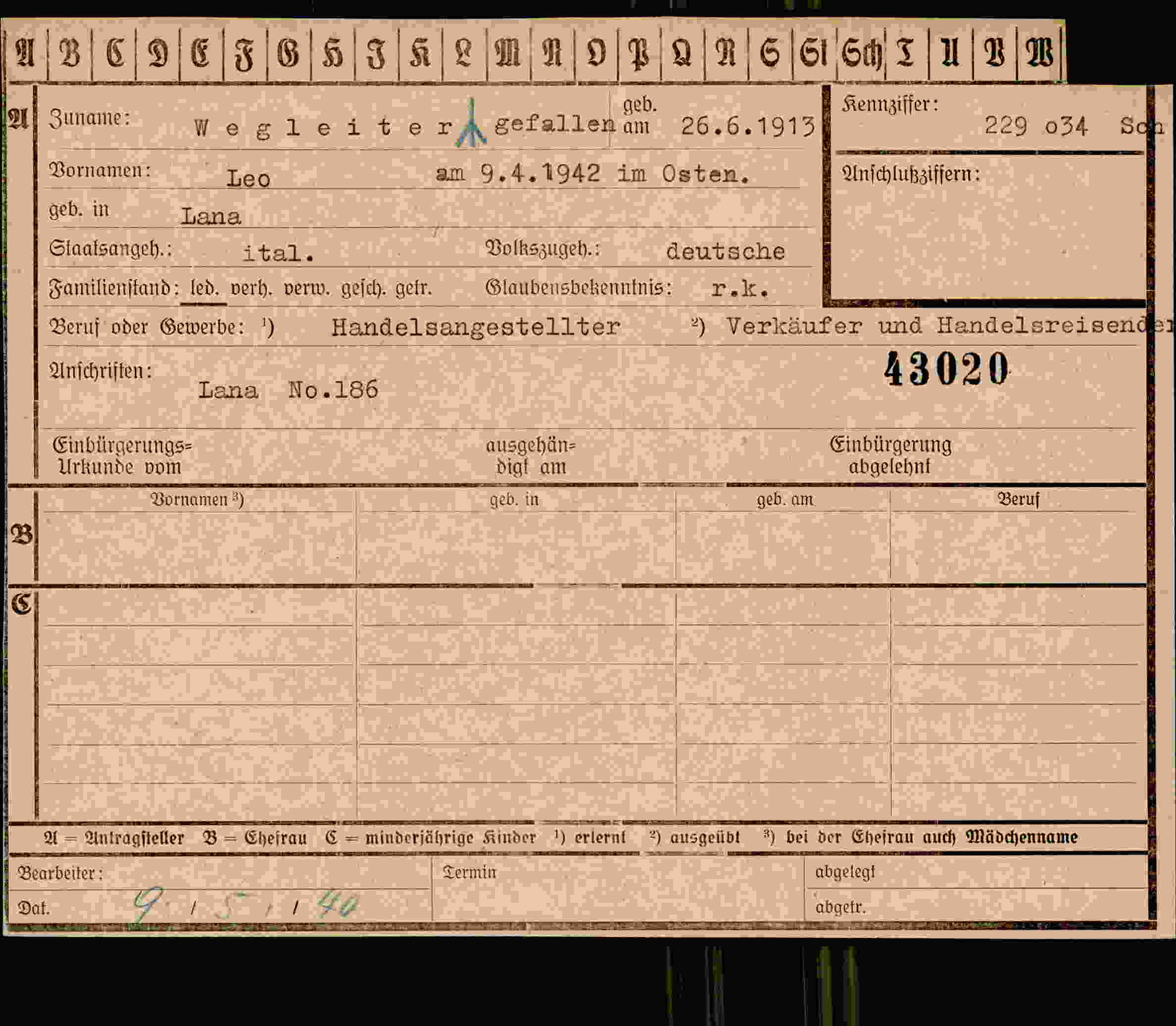 Vorderseite des Dokuments