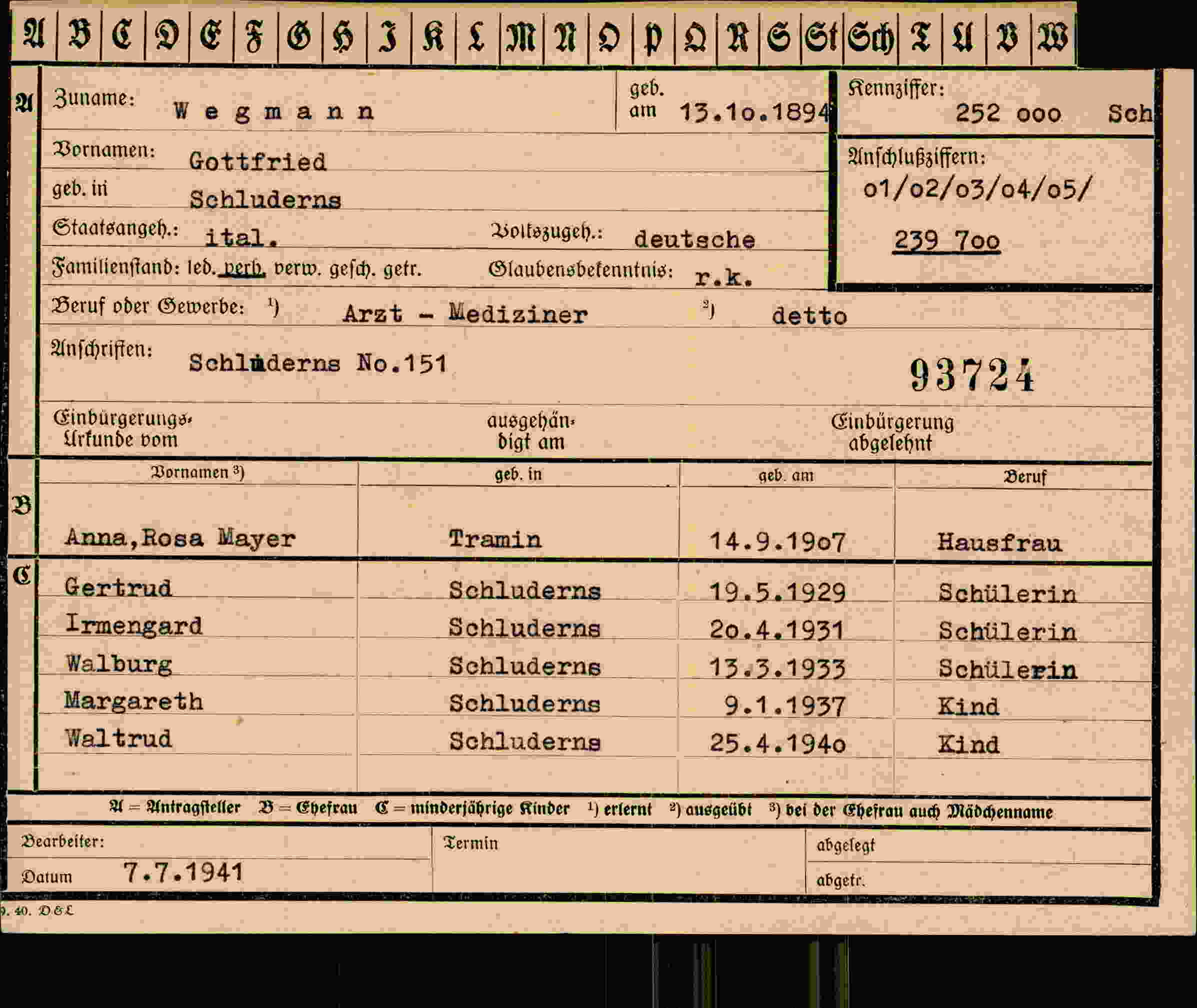 Vorderseite des Dokuments