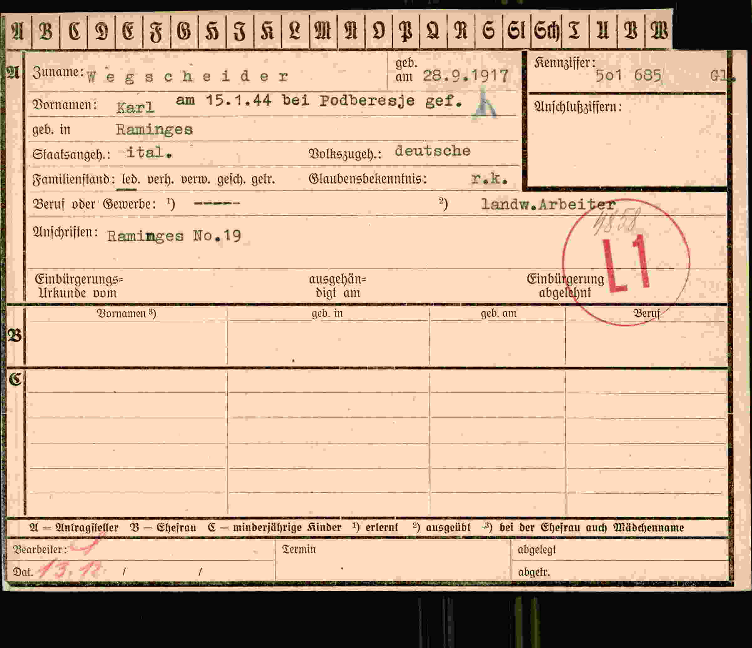 Dokument für Karl Wegscheider