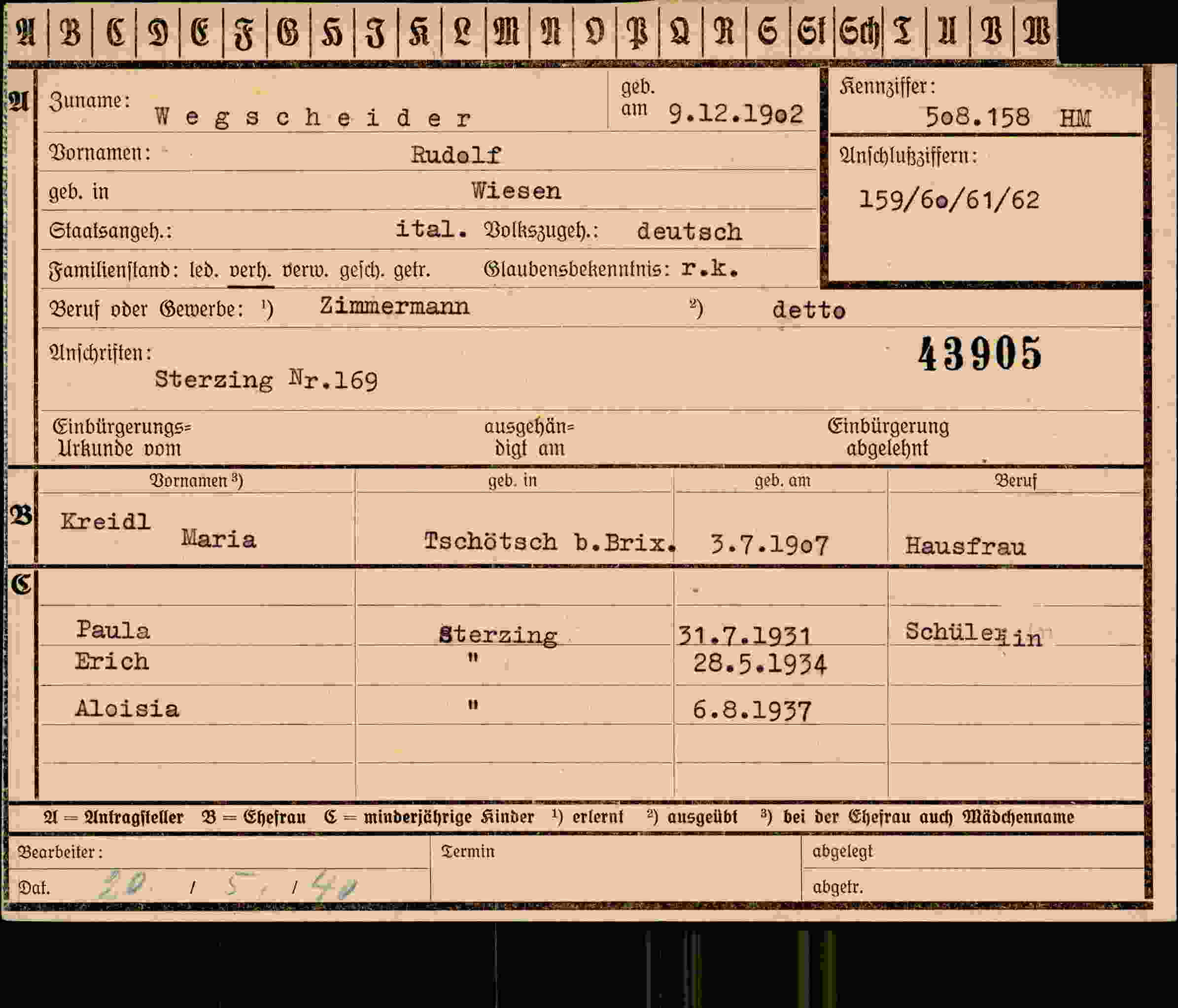Vorderseite des Dokuments
