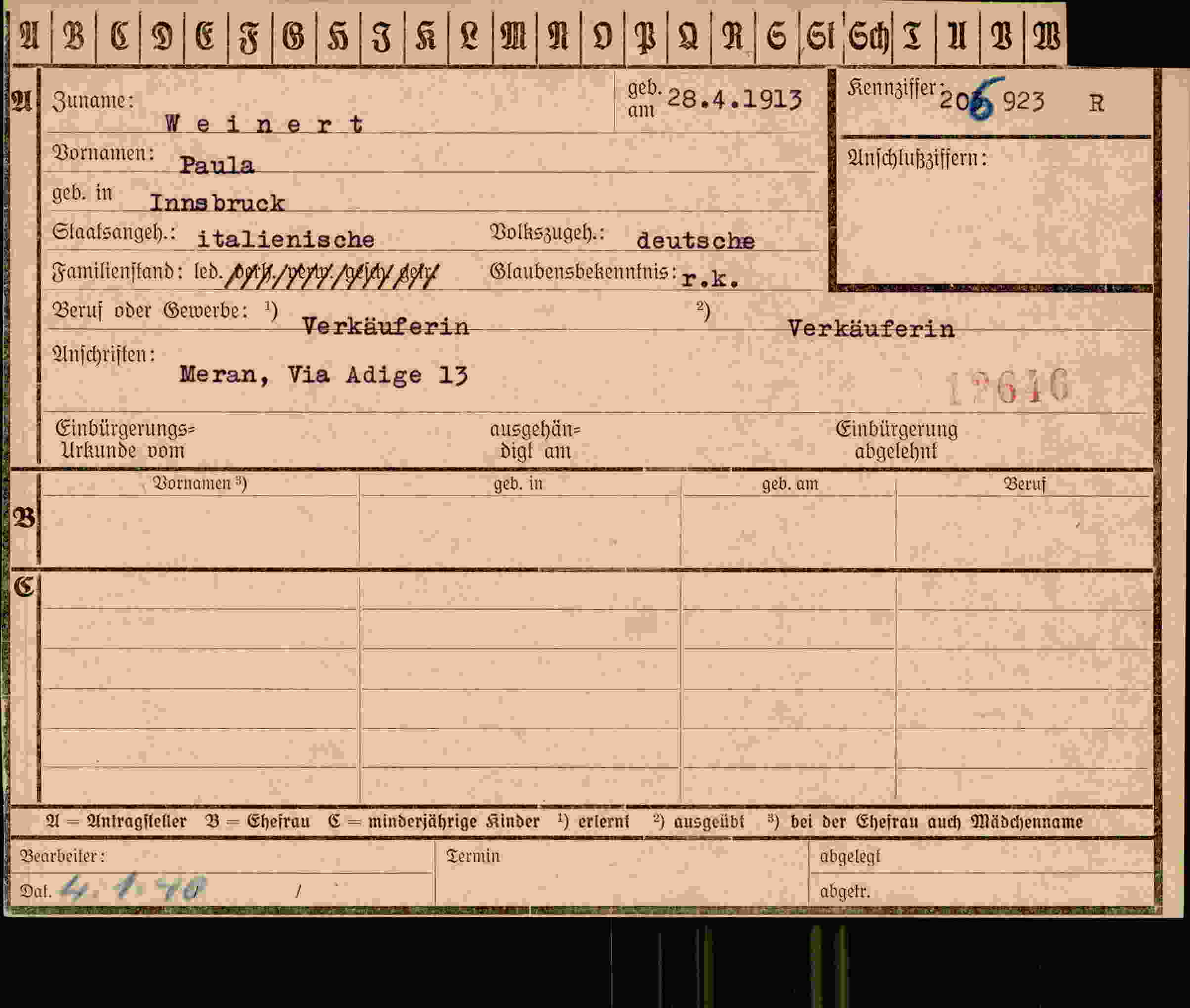 Vorderseite des Dokuments