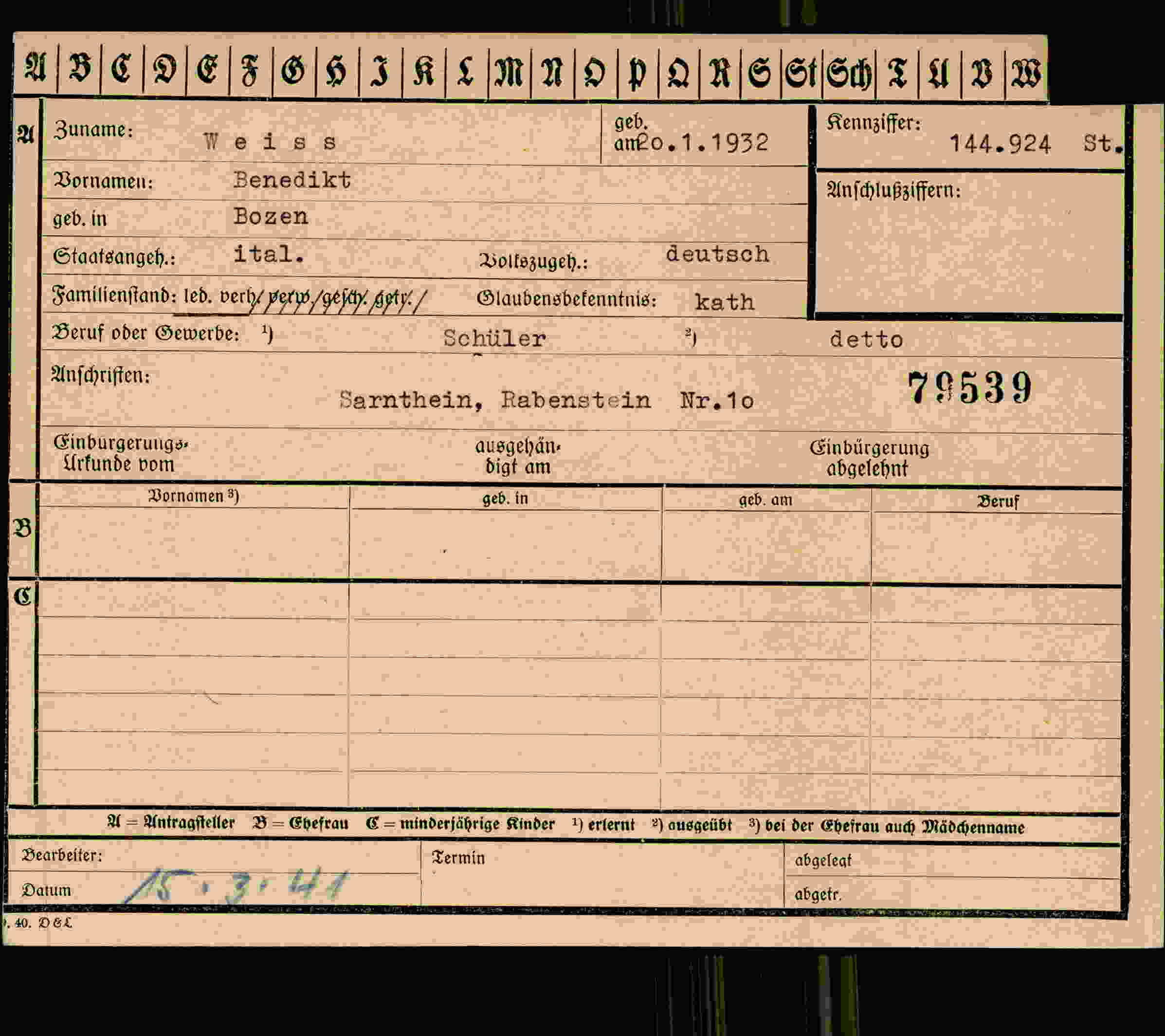 Dokument für Benedikt Weiss